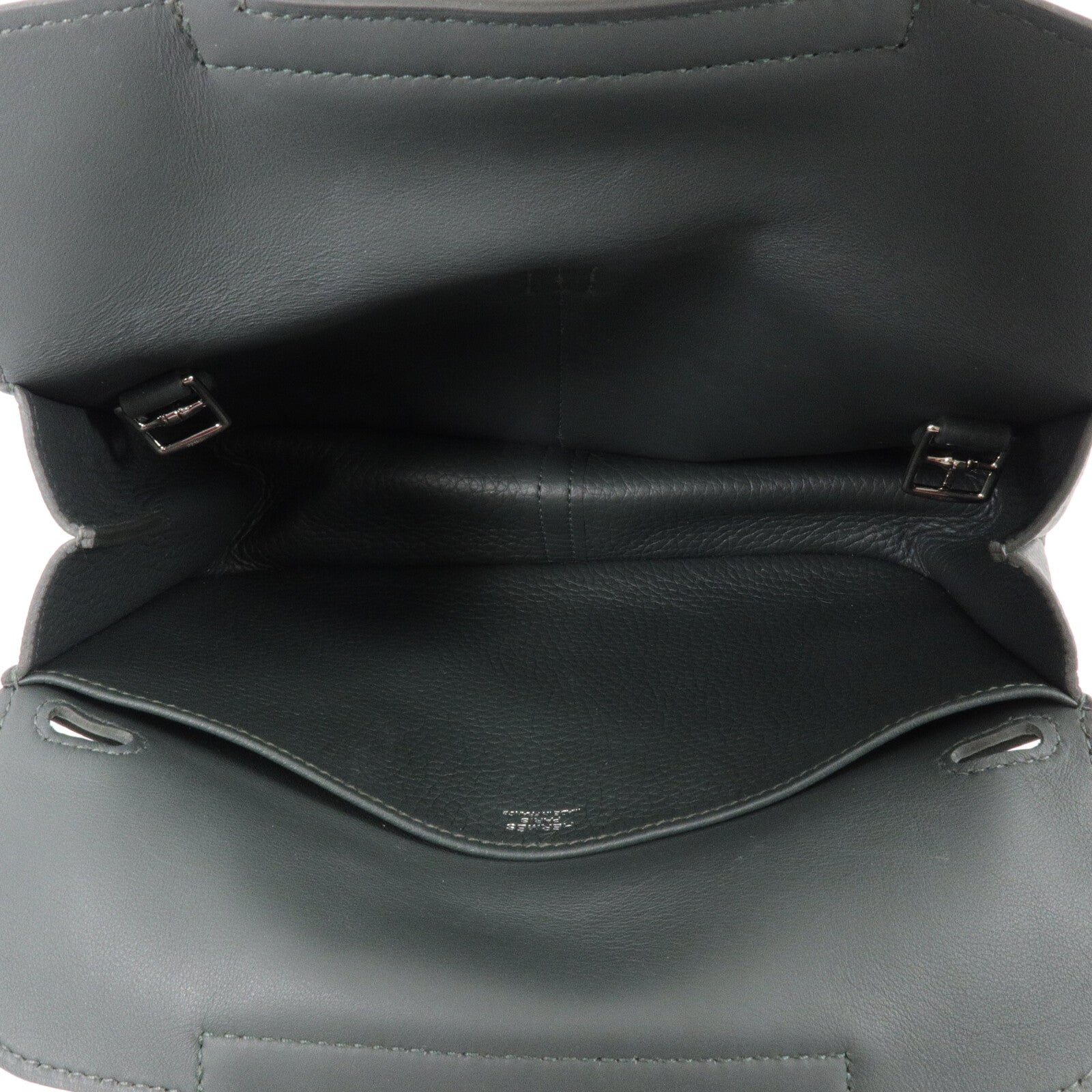 HERMES Clemence皮革Halzan 25手挽肩背兩用袋Vert Cypres