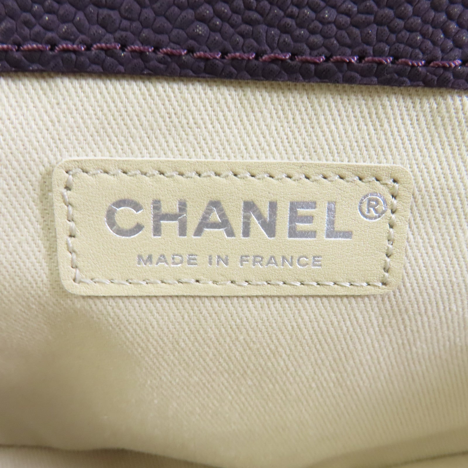 CHANEL 菱格Caviar皮革Chain Shoulder銀扣鏈帶肩背袋紫色