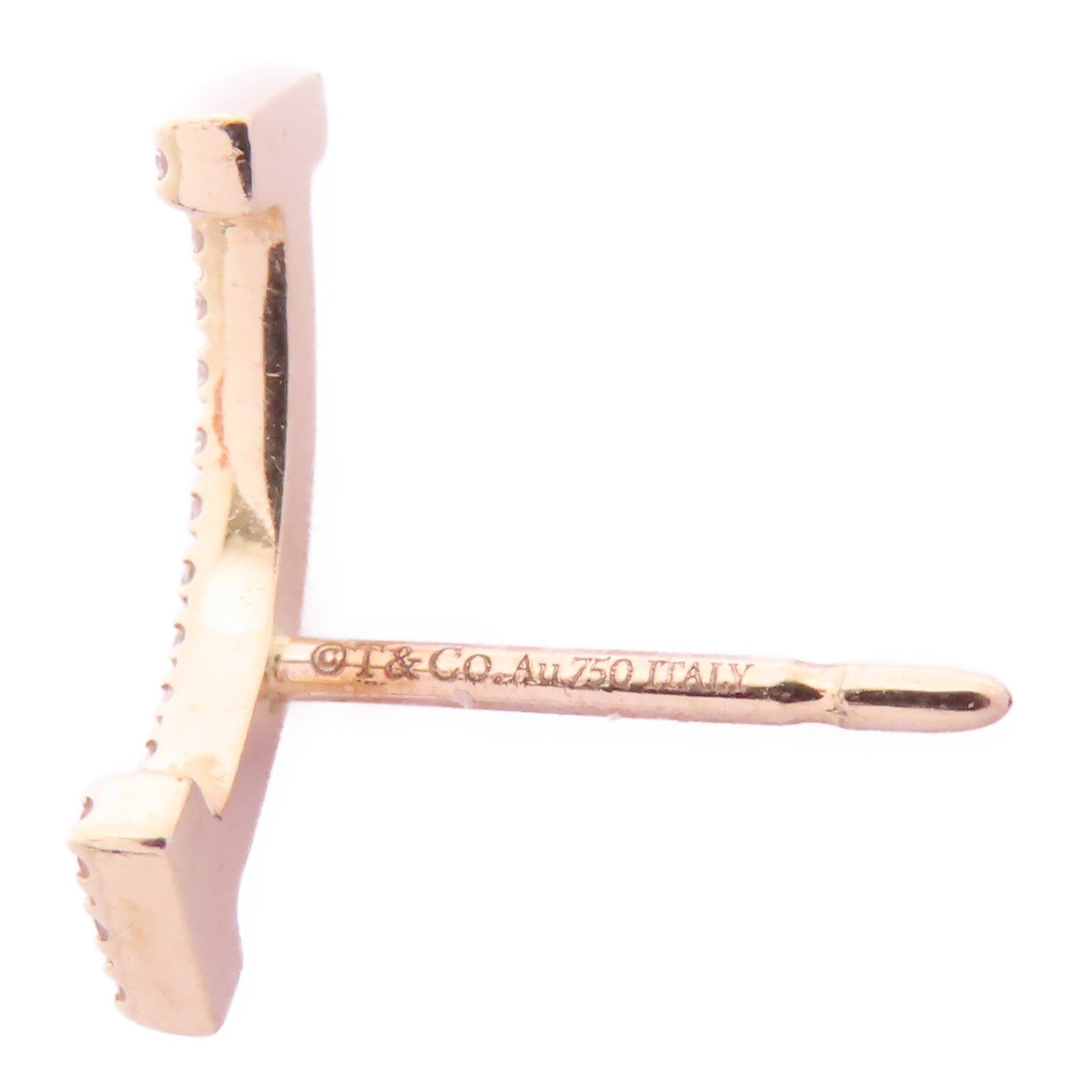 TIFFANY＆CO 18K玫瑰金T Smile Single Earring鑽石耳環