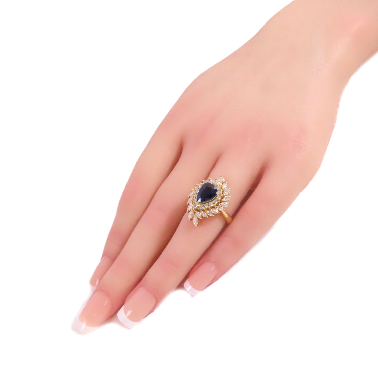 JEWELRY 【激減優惠】18K黃金/2.51ct藍寶石/1.61ct鑚石Sapphire Diamond Ring戒指US#6.5