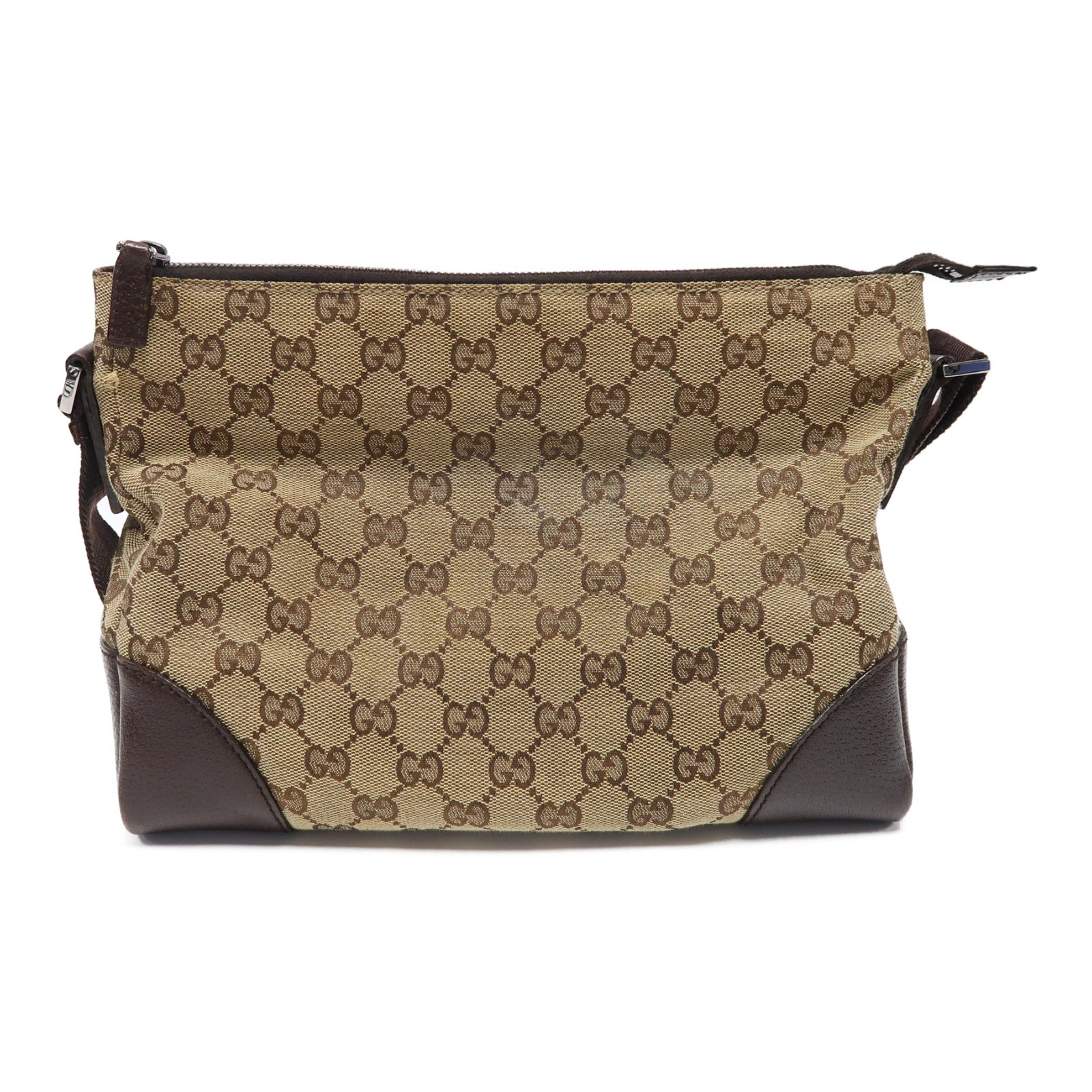 GUCCI 帆布Shoulder Bag銀扣肩背袋啡色