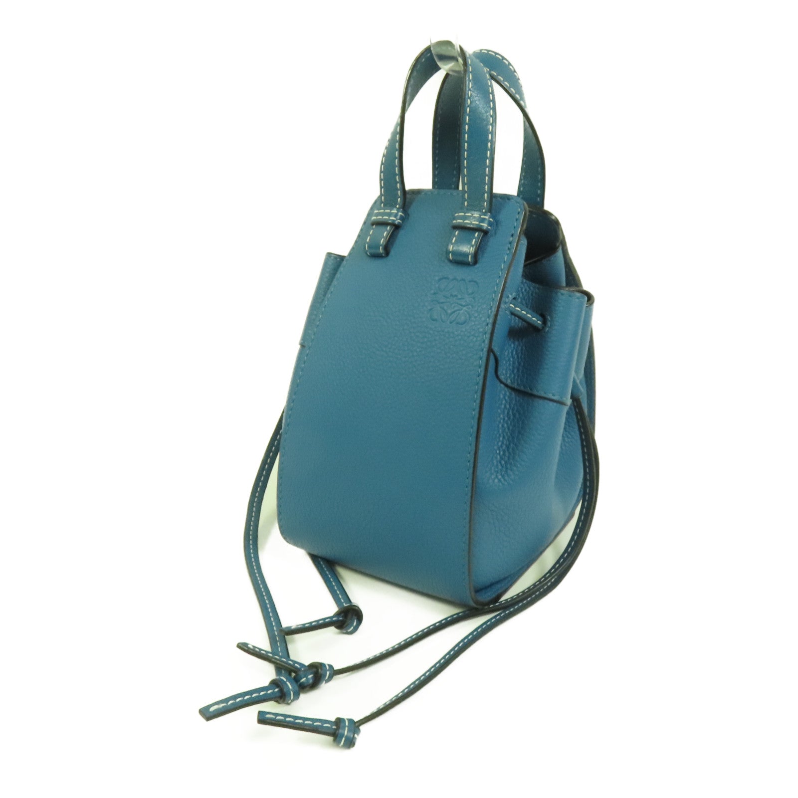 LOEWE 牛皮皮革Mini Hammock Drawstring銀扣手挽肩背兩用袋