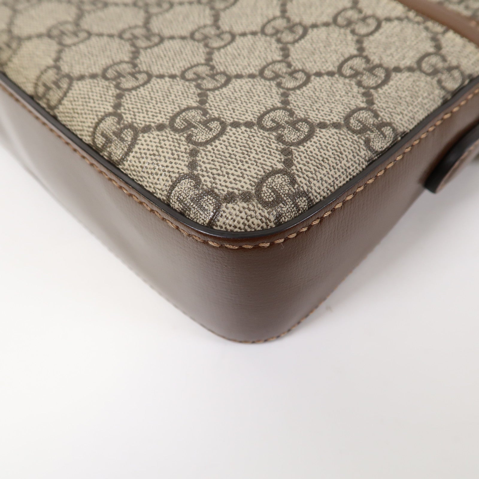 GUCCI 塗層帆布Shoulder Bag金扣肩背袋啡色