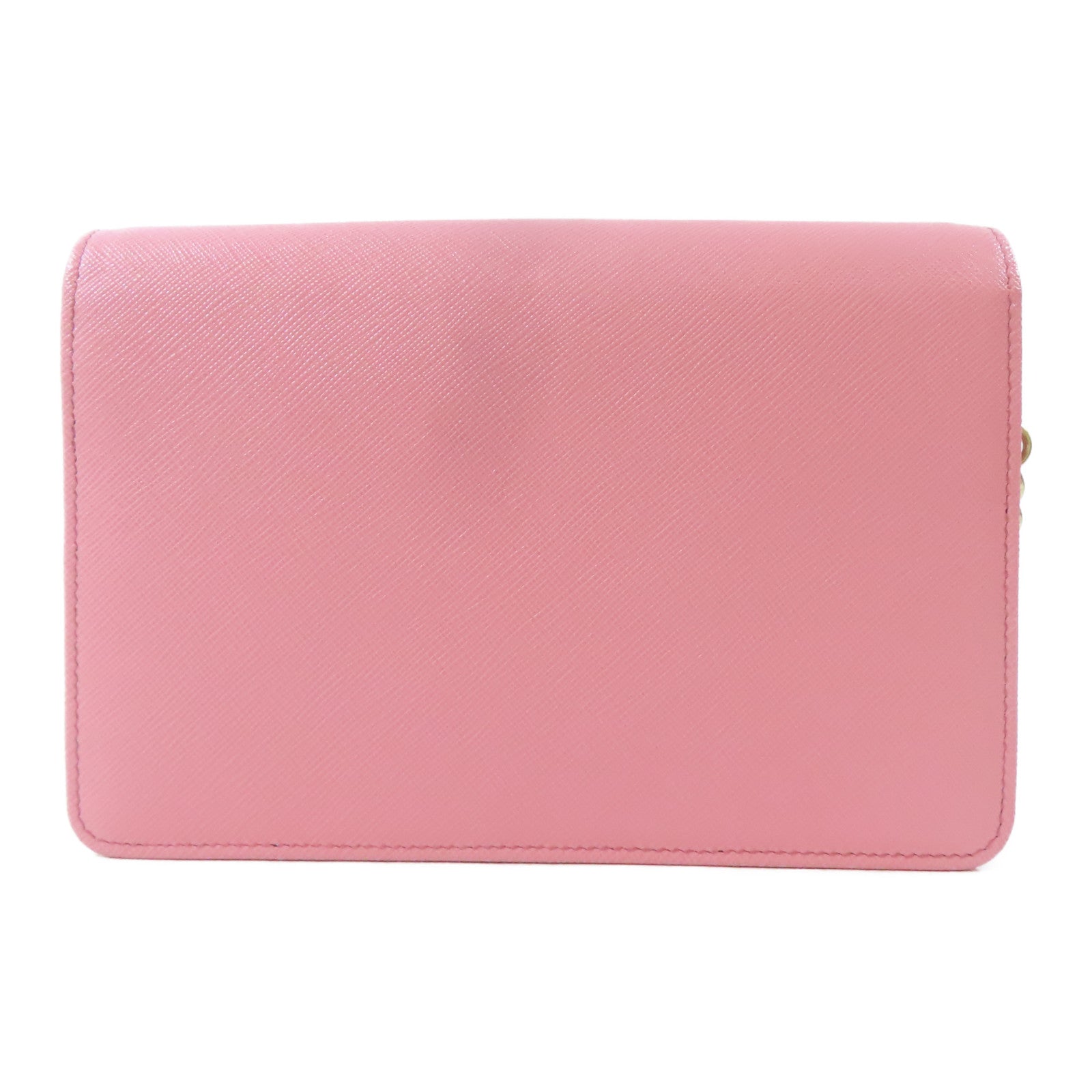 PRADA Saffiano皮革Borsa Portafoglio金扣鏈帶肩背袋粉紅色