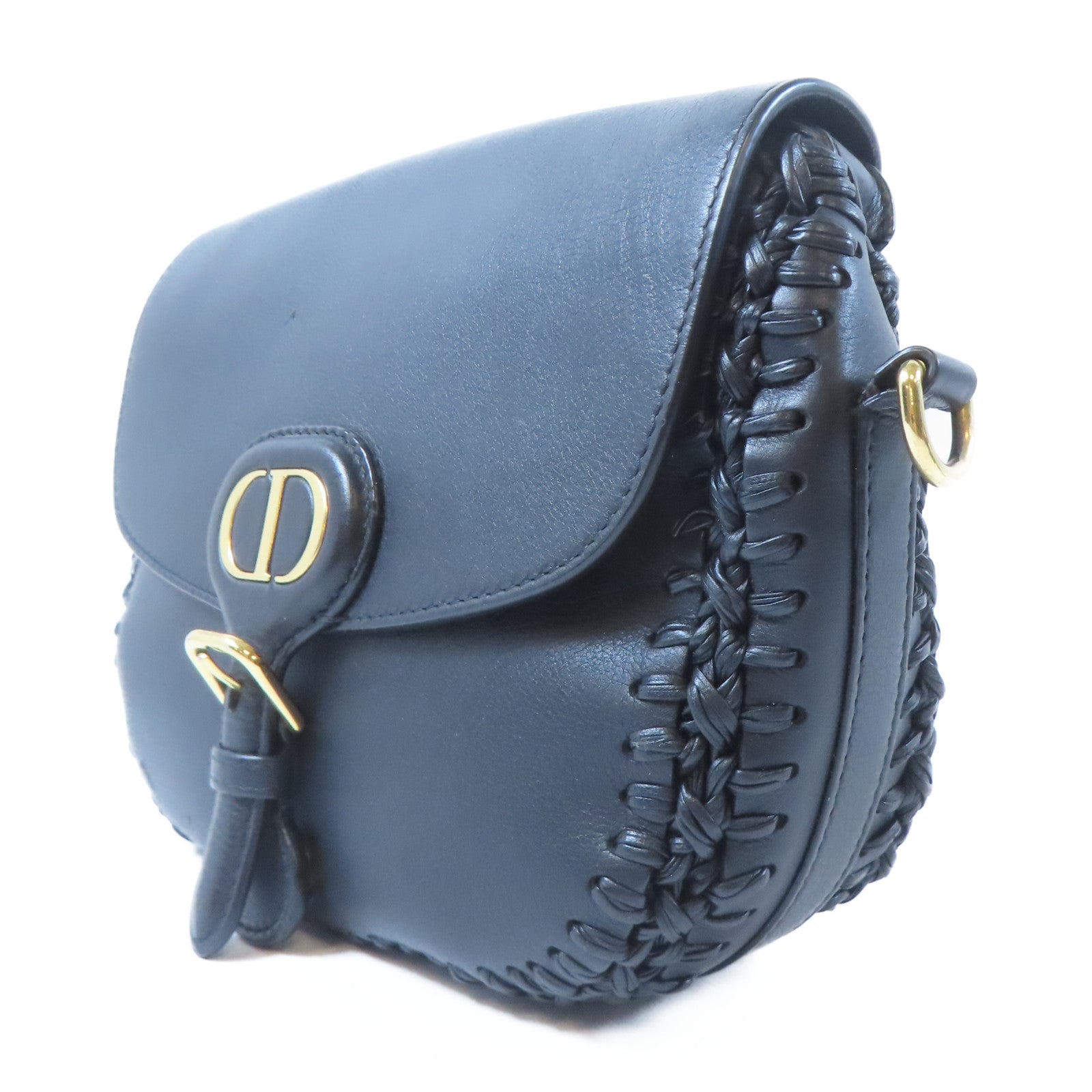 Dior 牛皮皮革Bobby金扣肩背袋黑色
