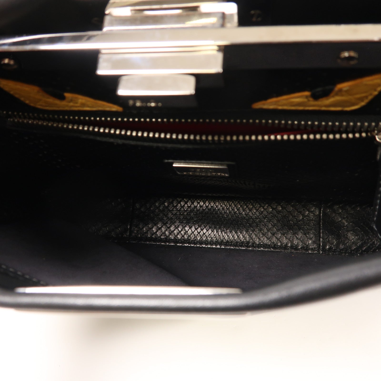 FENDI 【激減優惠】牛皮/蛇皮皮革Peekaboo銀扣手挽肩背兩用袋