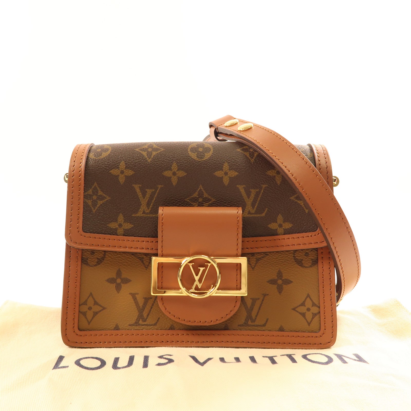 LOUIS VUITTON Monogrqam Reverse Mini Dauphine肩背袋棕色