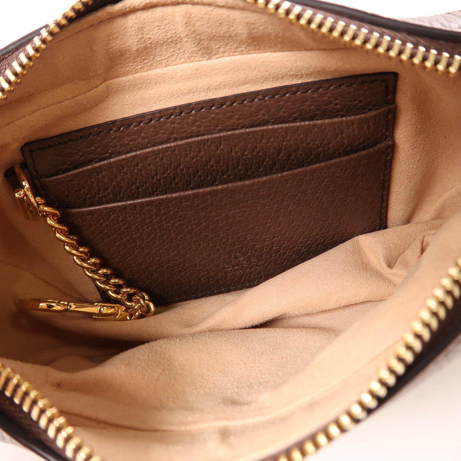 GUCCI 塗層帆布Ophidia金扣手挽袋棕色