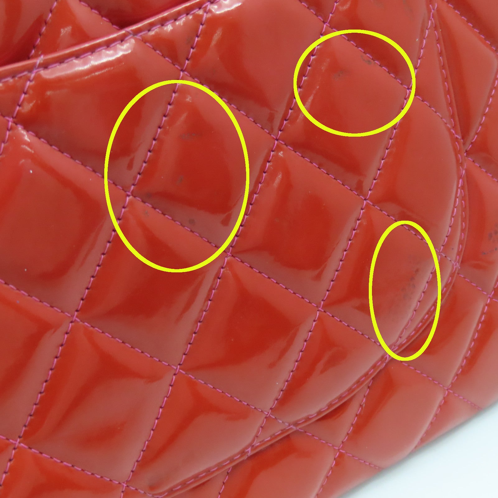 CHANEL 【激減優惠】菱格漆皮皮革Chain Shoulder銀扣鏈帶肩背袋紅色