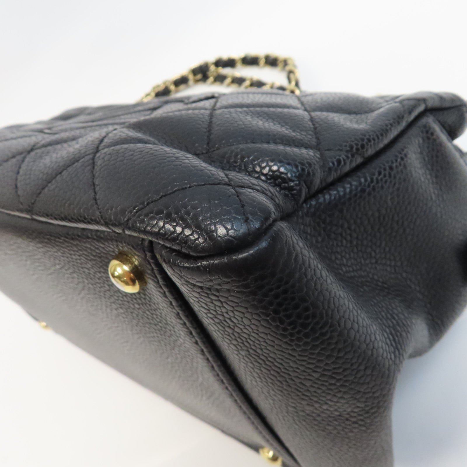 CHANEL 【激減優惠】菱格Caviar皮革Petite Timeless Tote金扣鏈帶手挽袋黑色
