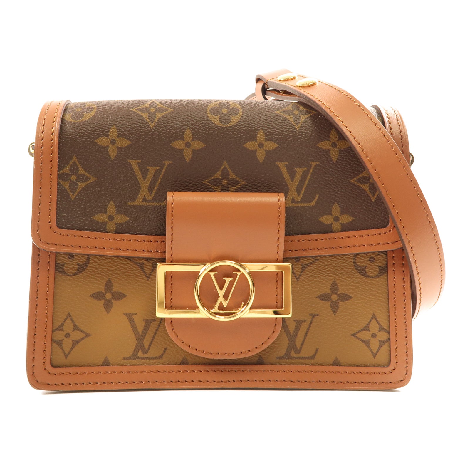 LOUIS VUITTON Monogrqam Reverse Mini Dauphine肩背袋棕色