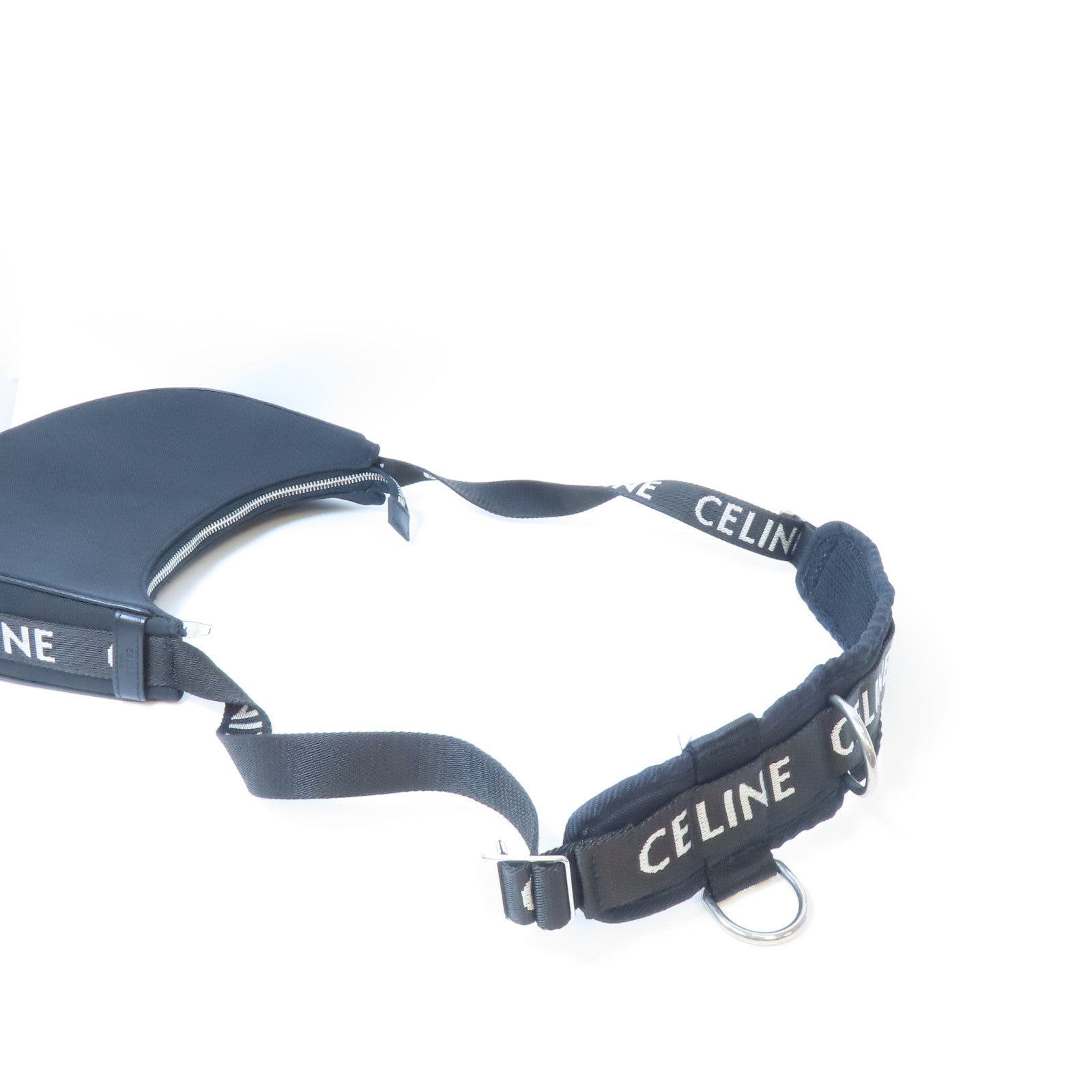 CELINE 帆布Ava銀扣肩背袋黑色