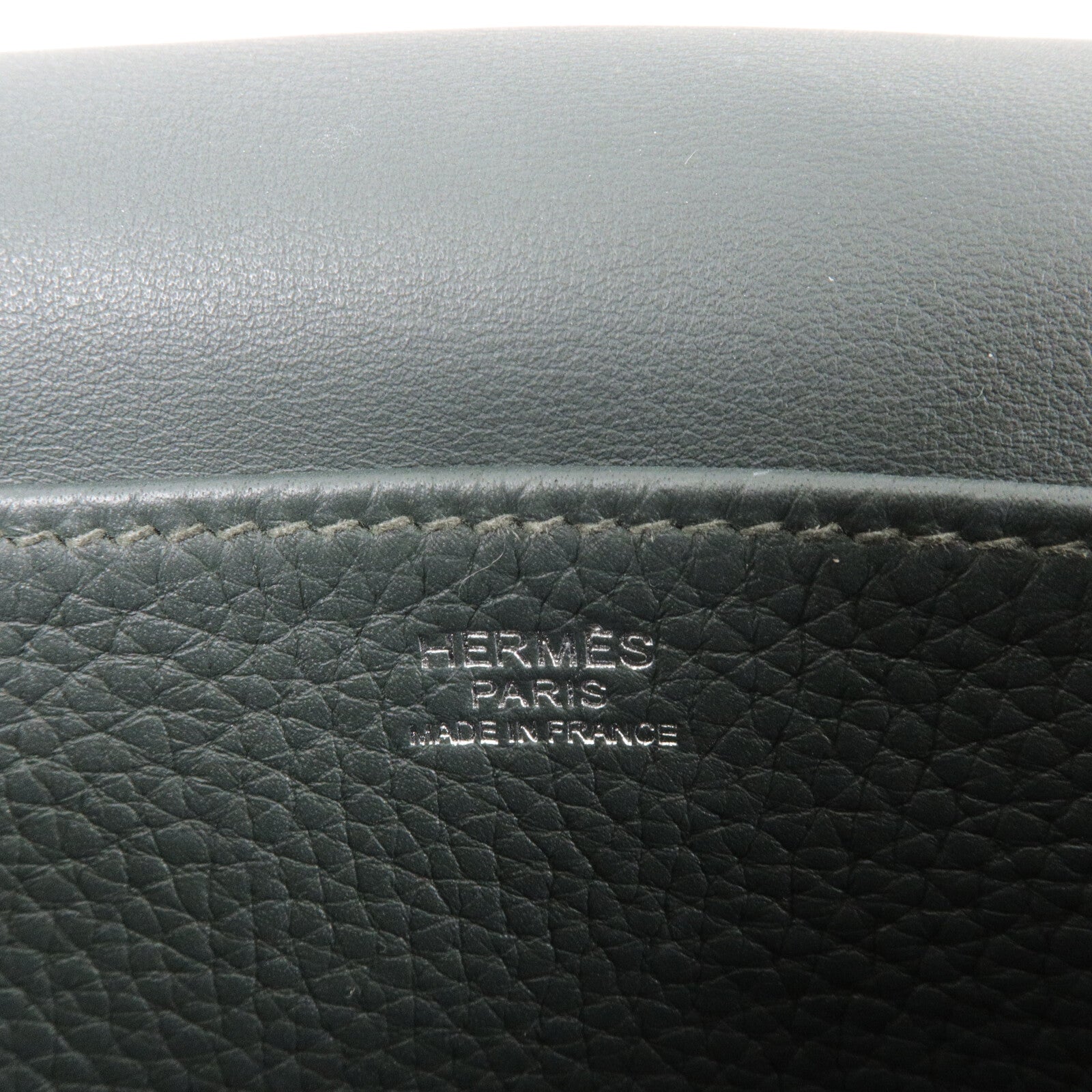 HERMES Clemence皮革Halzan 25手挽肩背兩用袋Vert Cypres