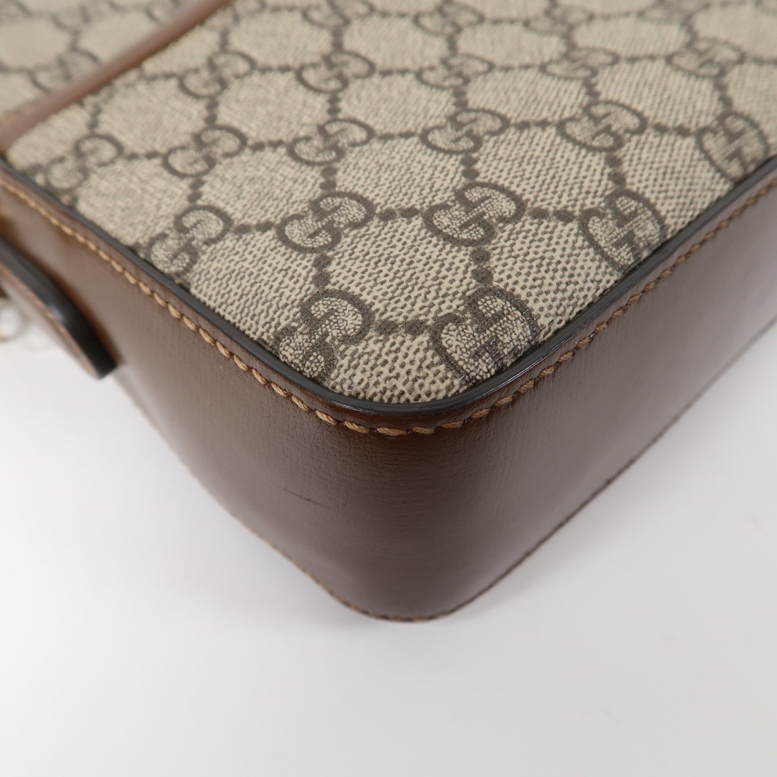 GUCCI 塗層帆布Shoulder Bag金扣肩背袋啡色