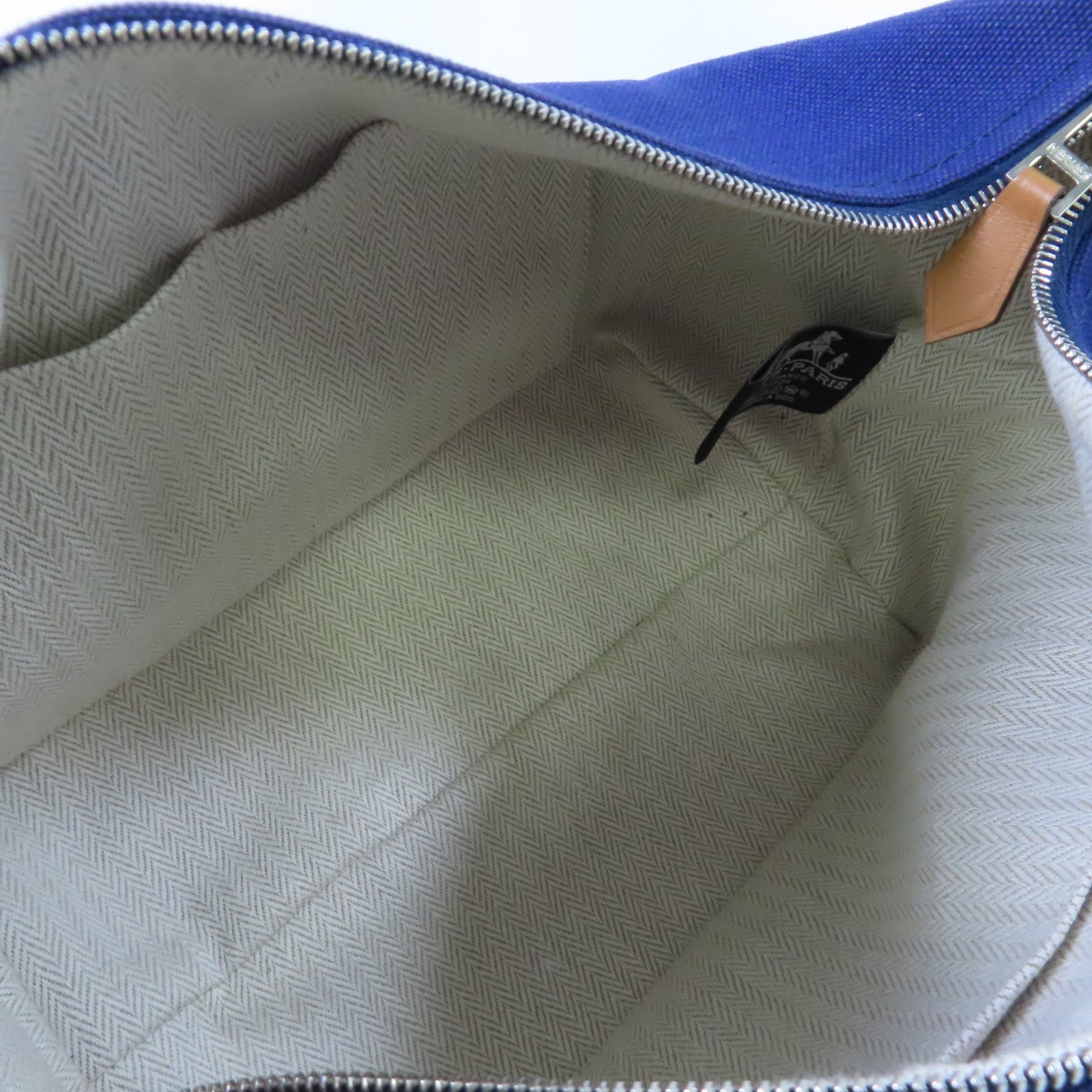 HERMES 帆布Bride-a-Brac Small Handbag銀扣手挽袋寶藍色/綠色