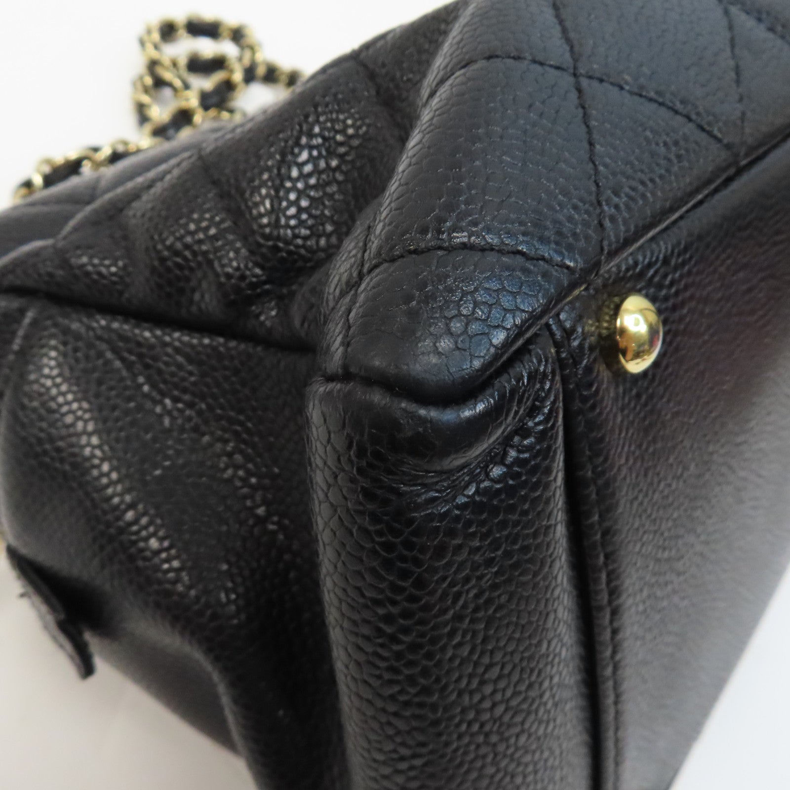 CHANEL 【激減優惠】菱格Caviar皮革Petite Timeless Tote金扣鏈帶手挽袋黑色