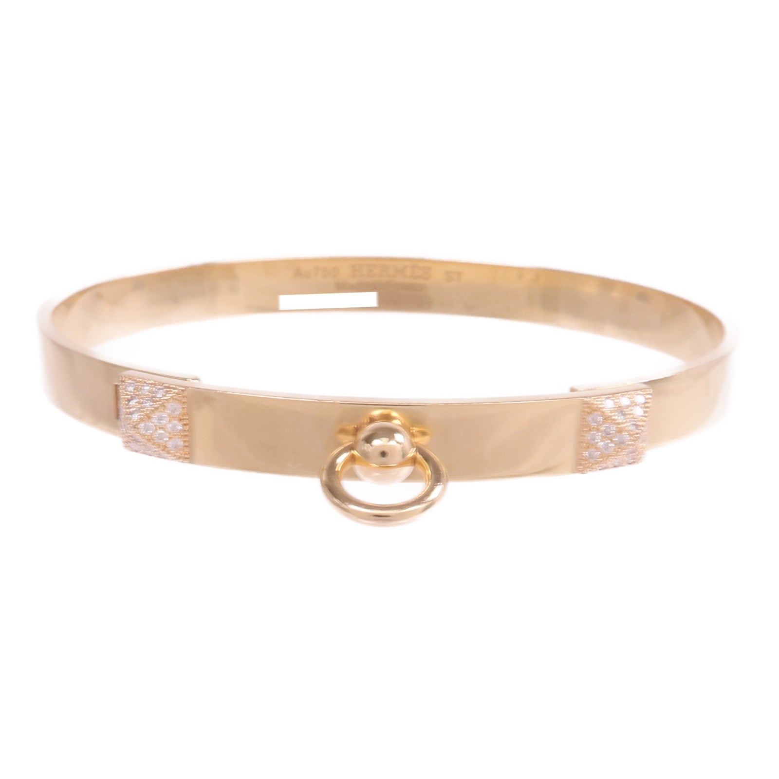 HERMES 18K玫瑰金Collier de Chien Bracelet鑽石手鐲