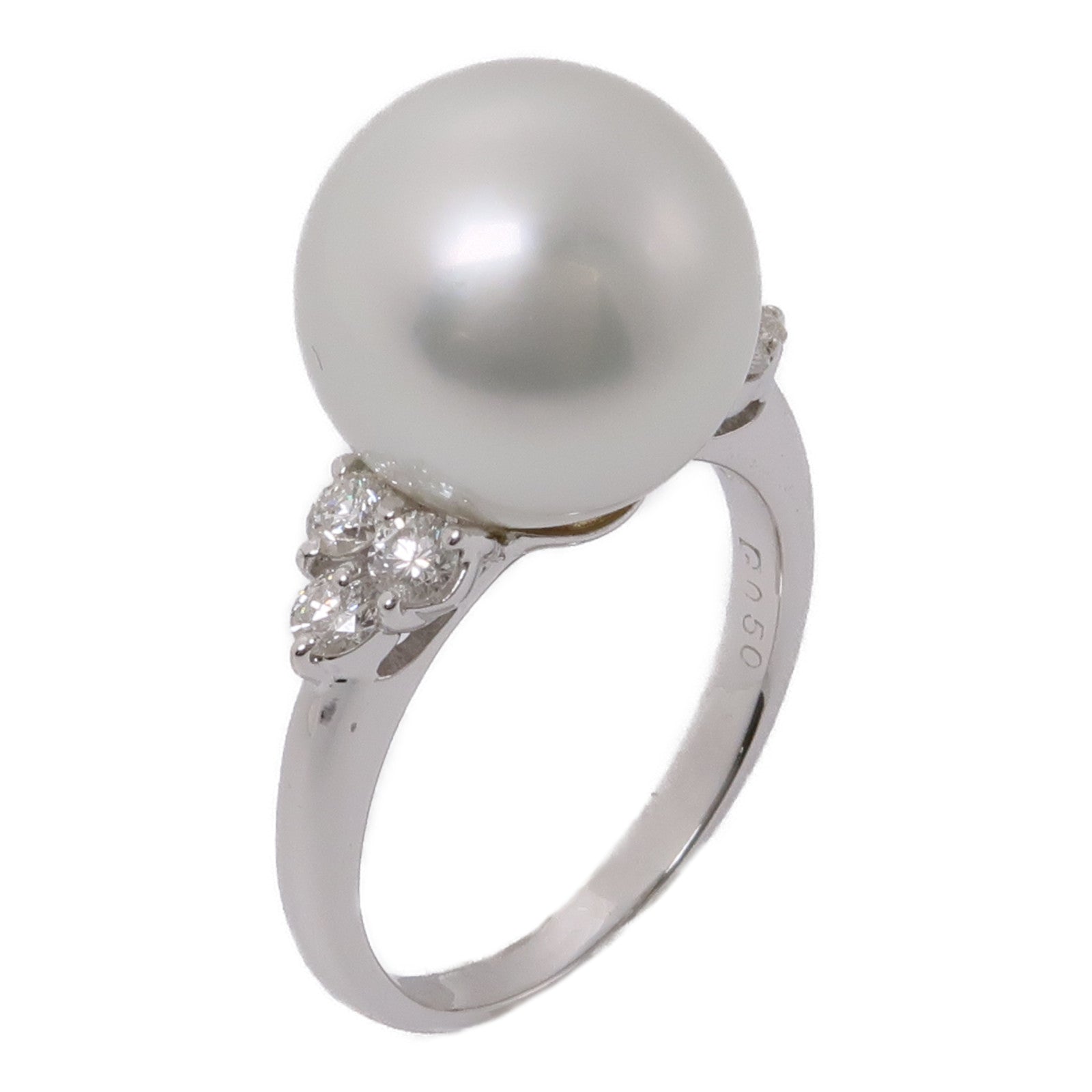 JEWELRY 18K白金Pearl/Diamond Ring珍珠/鑽石戒指US#7.75
