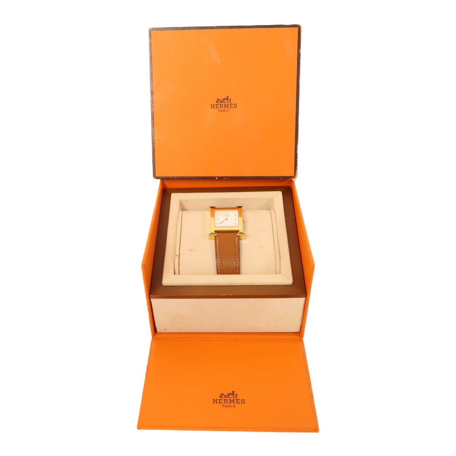 HERMES Heure H Swift皮革手錶石英機芯經典駝色