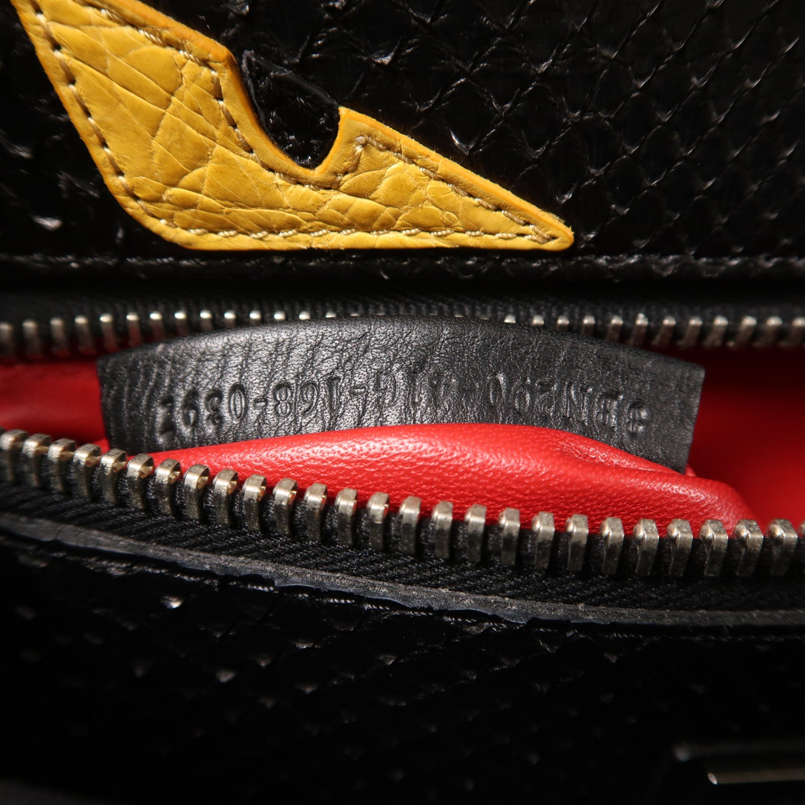 FENDI 牛皮/蛇皮皮革Peekaboo銀扣手挽肩背兩用袋