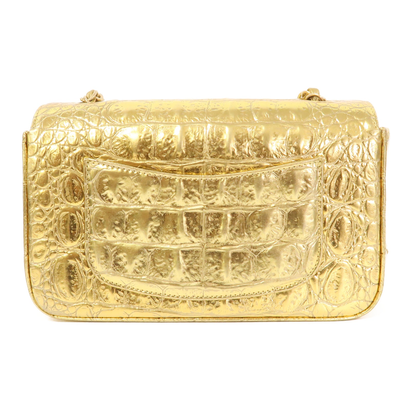 CHANEL 牛皮皮革Classic Flap 20金扣鏈帶肩背袋金色