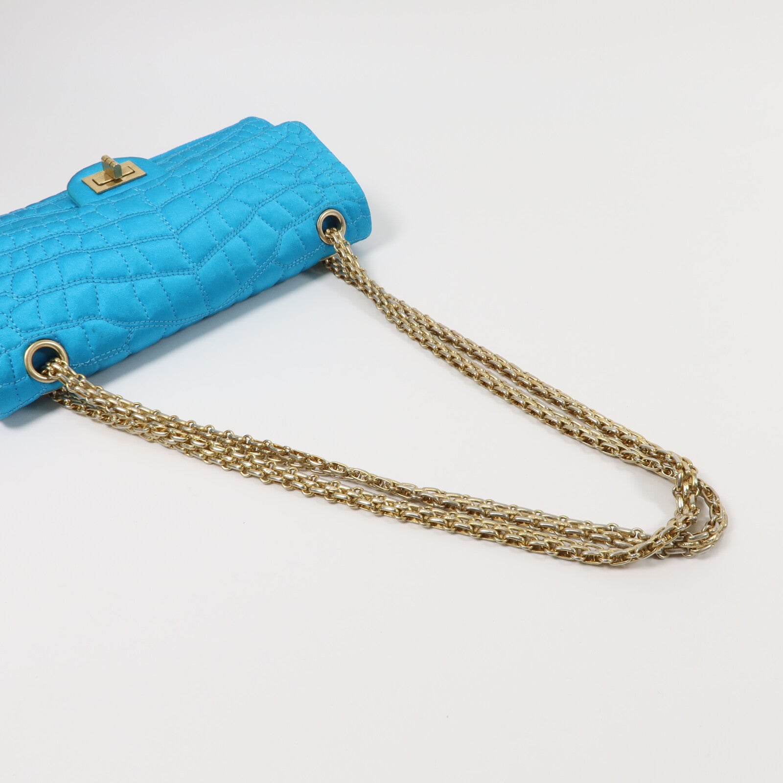 CHANEL Satin 2.55 East West鏈帶肩背袋
