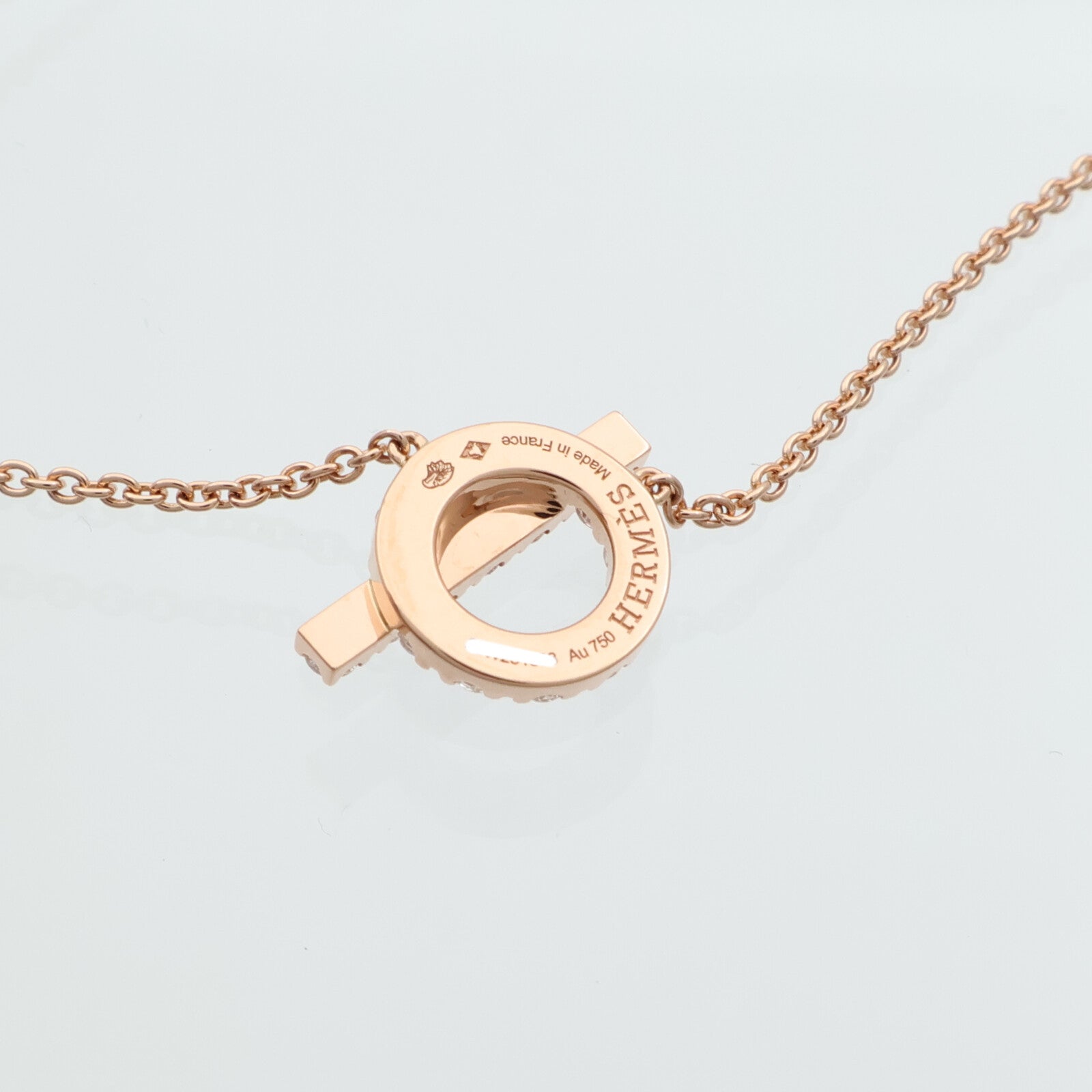 HERMES 18K玫瑰金Finesse Pendant鑽石項鍊