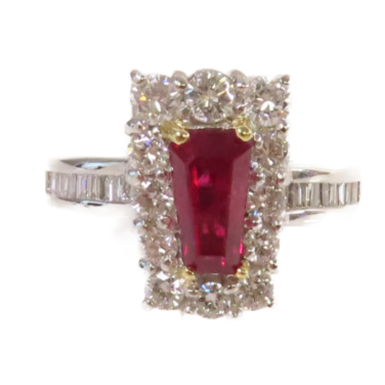 JEWELRY 【激減優惠】PT900鉑金/18K黃金/1.58ct紅寶石/1.38ct鑽石Ruby Ring戒指US#6.25
