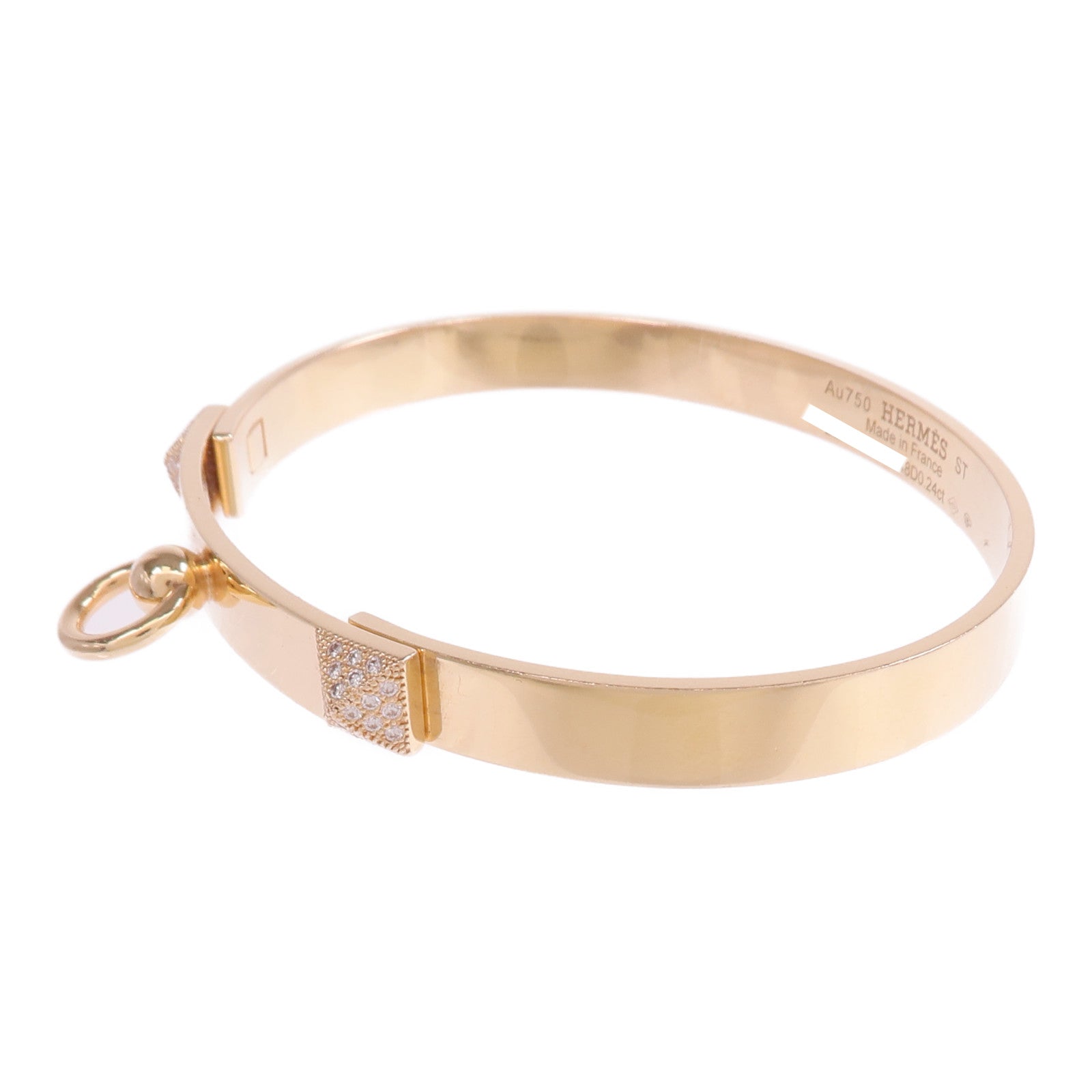 HERMES 18K玫瑰金Collier de Chien Bracelet鑽石手鐲