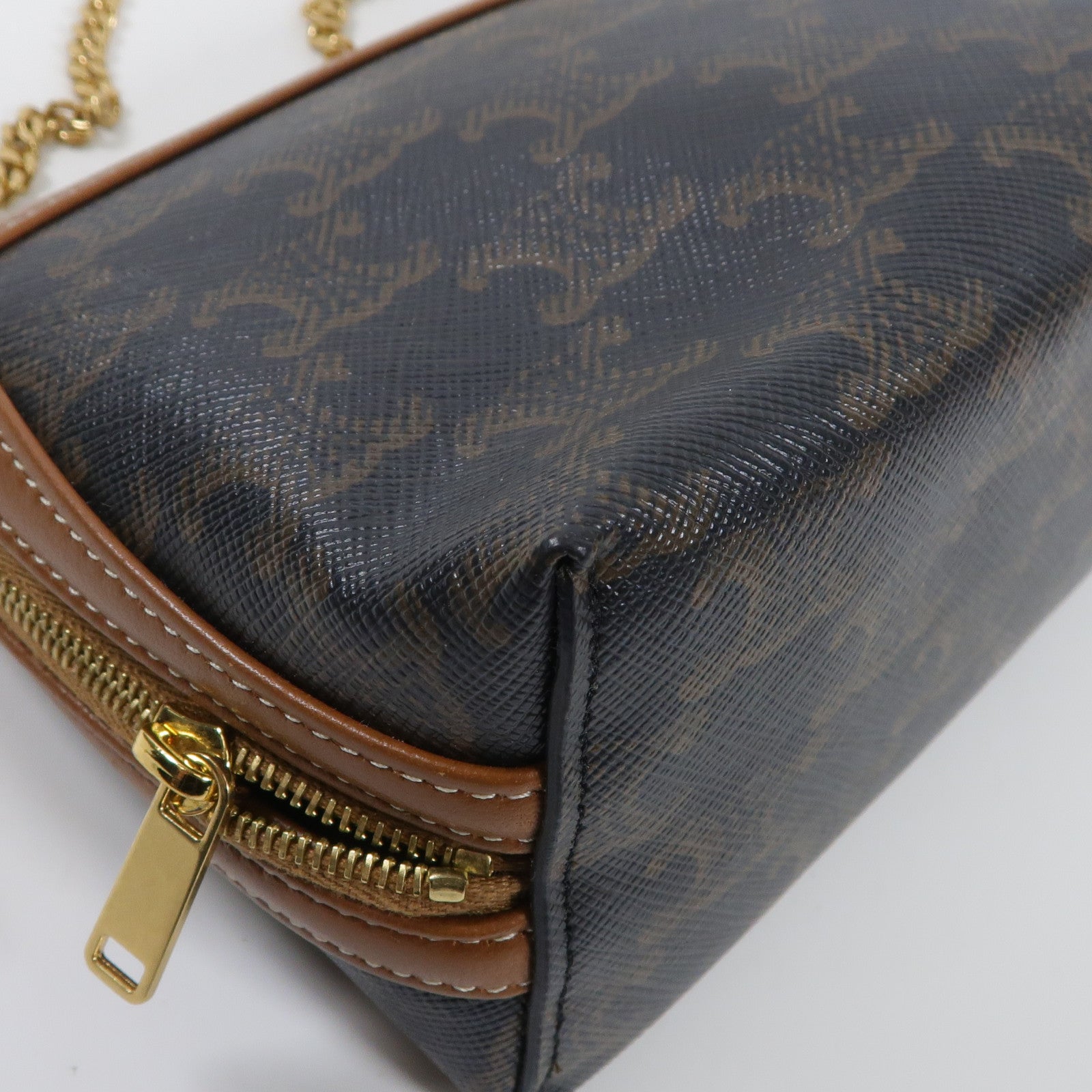 CELINE 塗層帆布Triomphe金扣鏈帶肩背袋