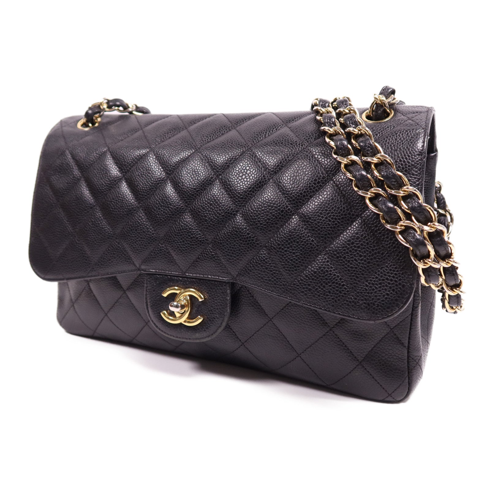 CHANEL 牛皮皮革Large Classic金扣鏈帶肩背袋