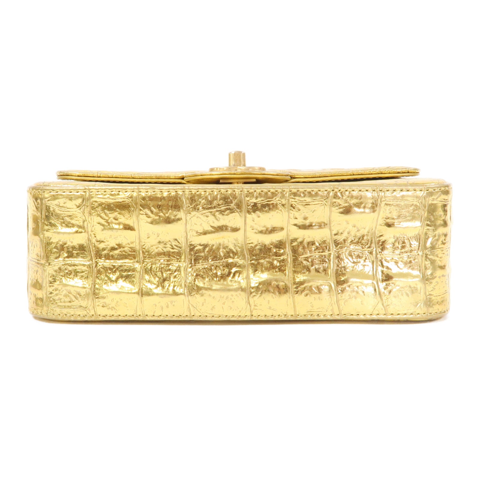 CHANEL 牛皮皮革Classic Flap 20金扣鏈帶肩背袋金色