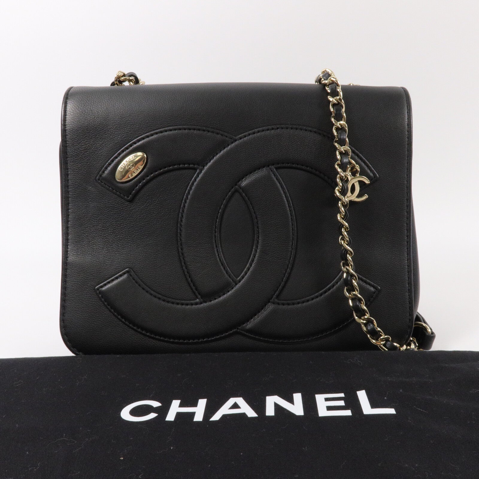 CHANEL 羊皮皮革Mania Flap鏈帶肩背袋