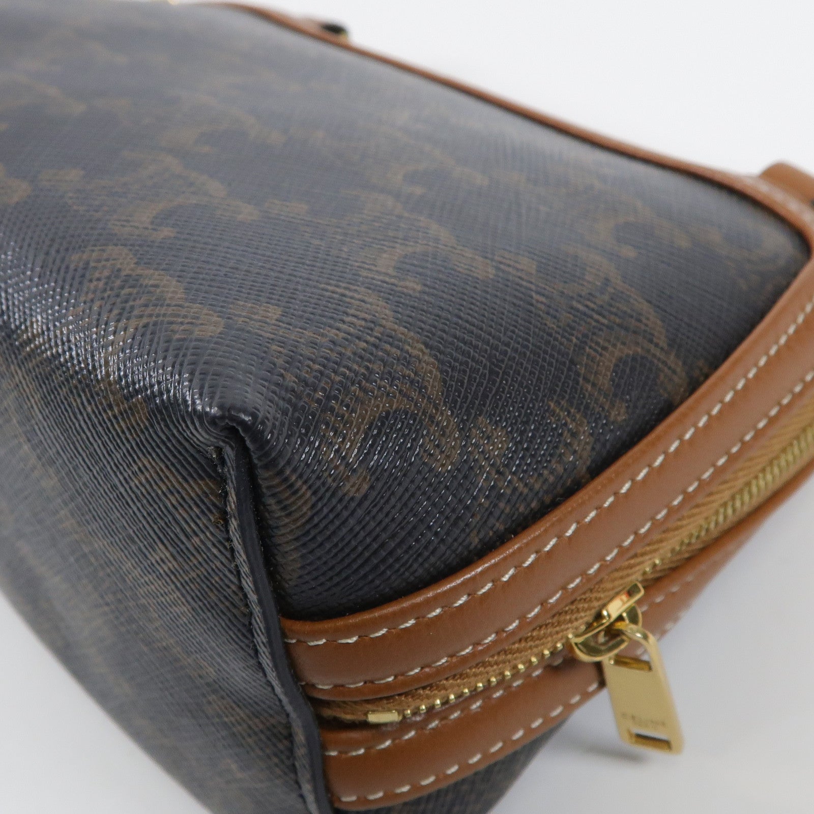 CELINE 塗層帆布Triomphe金扣鏈帶肩背袋