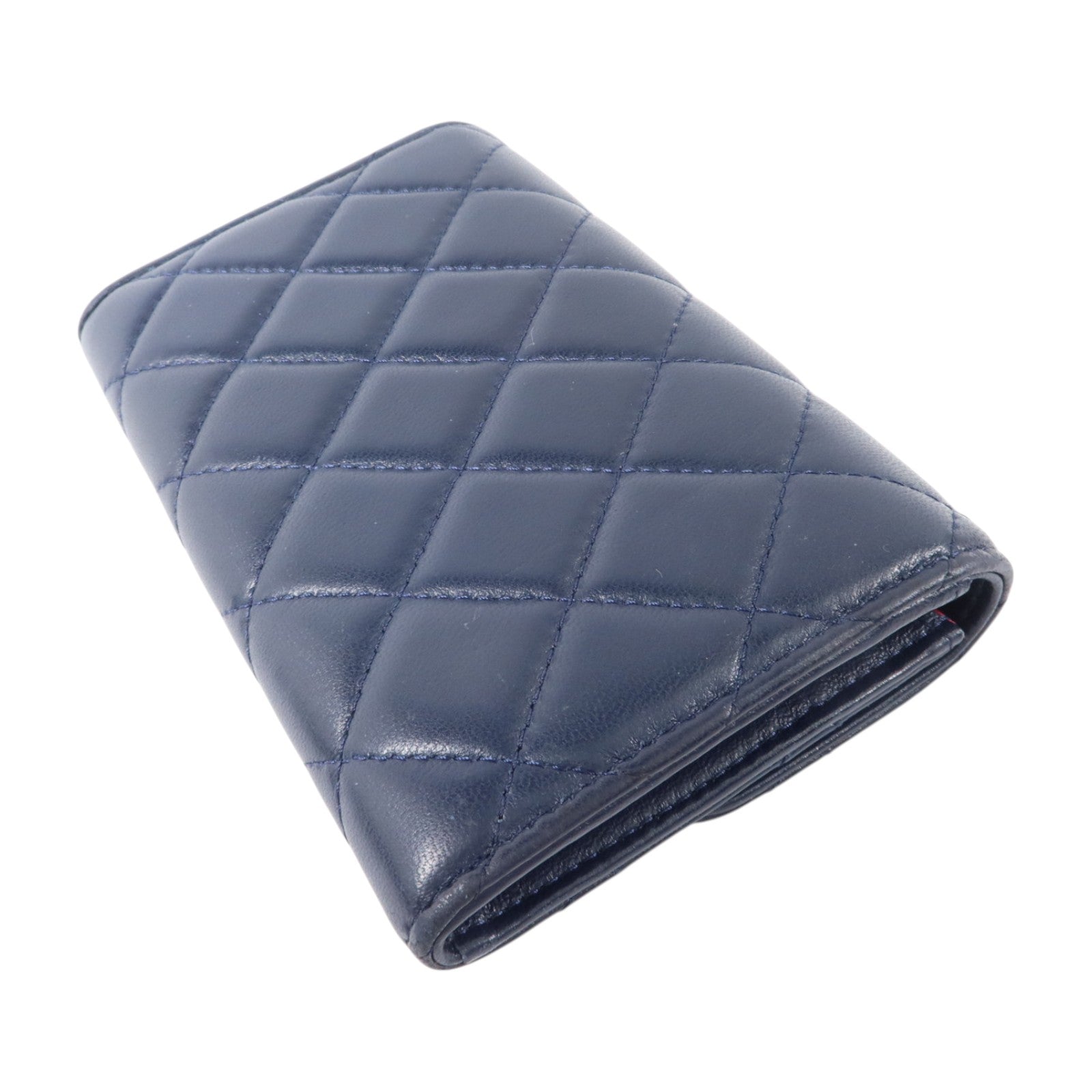 CHANEL 羊皮皮革Bifold Wallet銀扣錢包