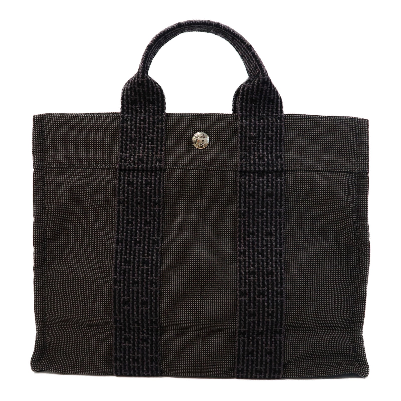 HERMES 帆布Herline Tote Bag銀扣手挽袋灰色