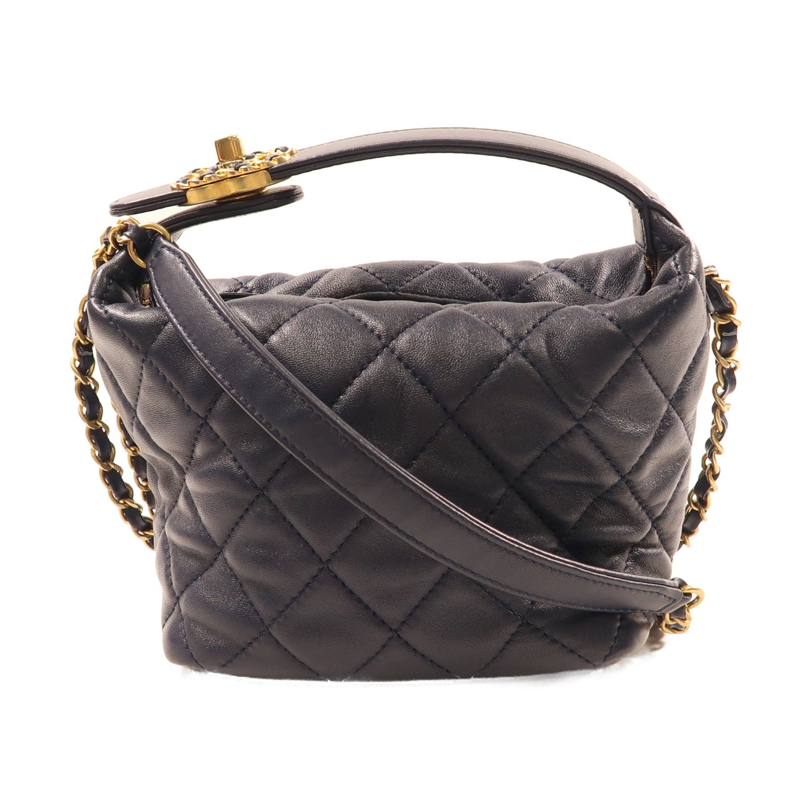 CHANEL 【激減優惠】羊皮皮革2Way Shoulder金扣手挽肩背兩用袋