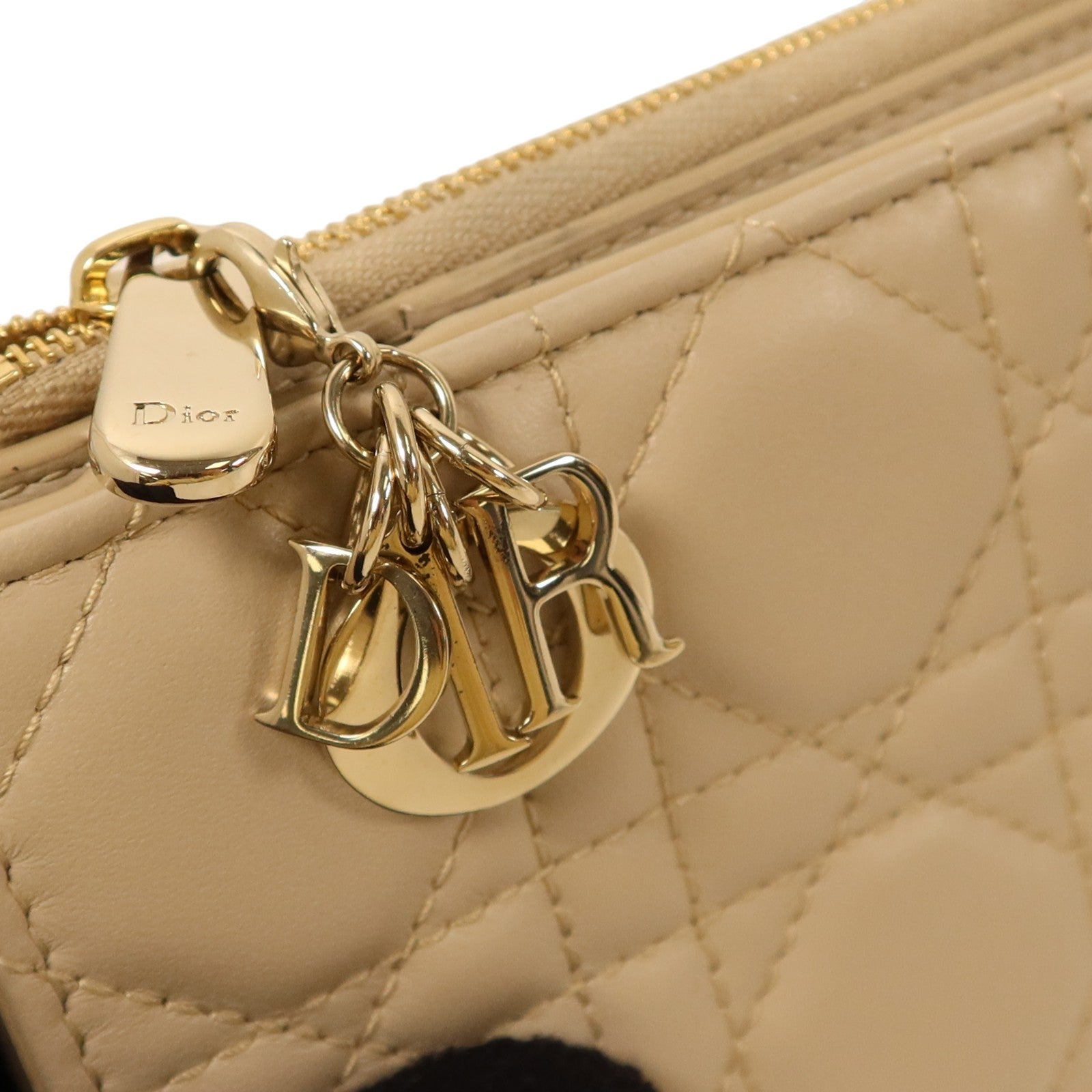 Dior 牛皮皮革Lady Dior Dahlia Wallet金扣錢包