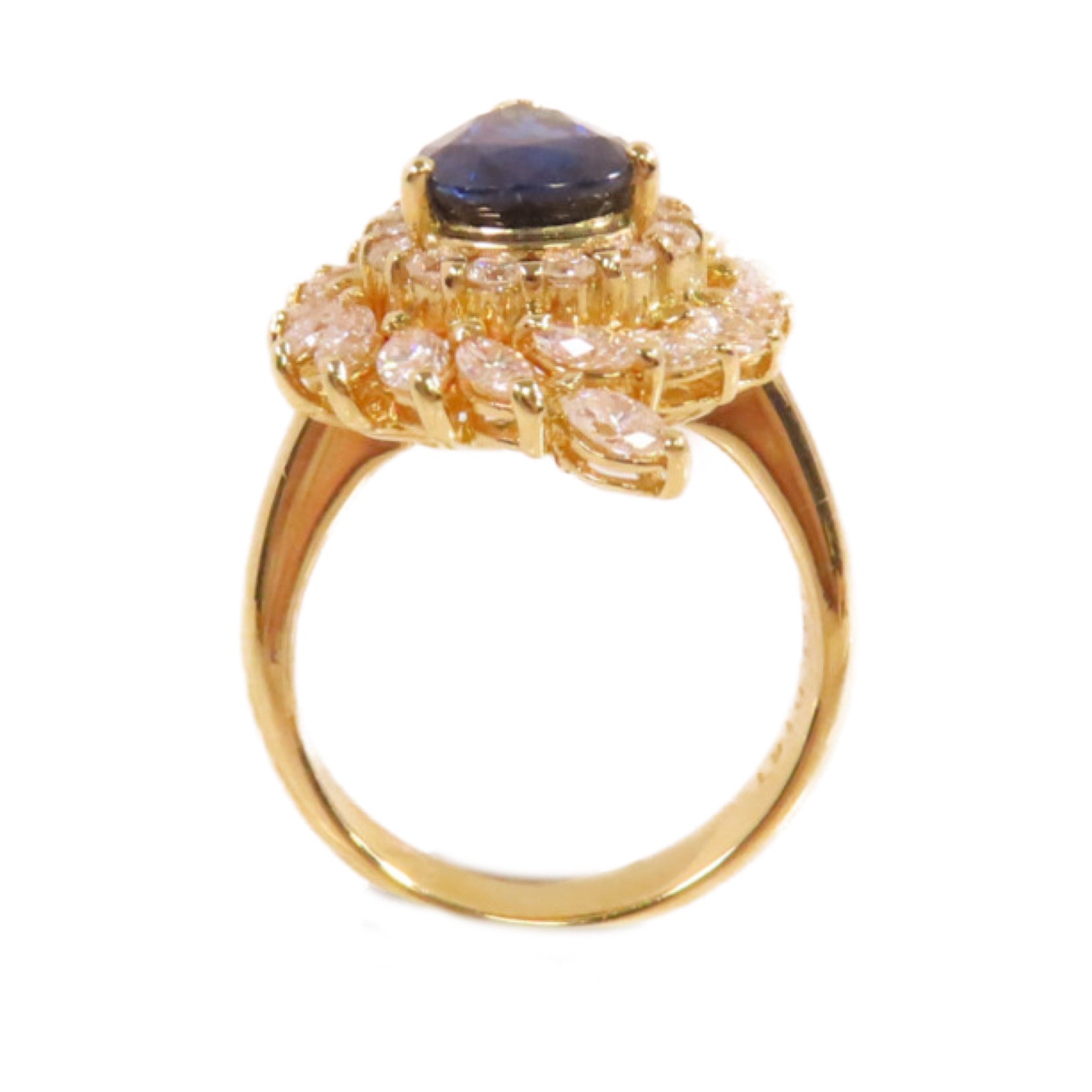 JEWELRY 【激減優惠】18K黃金/2.51ct藍寶石/1.61ct鑚石Sapphire Diamond Ring戒指US#6.5
