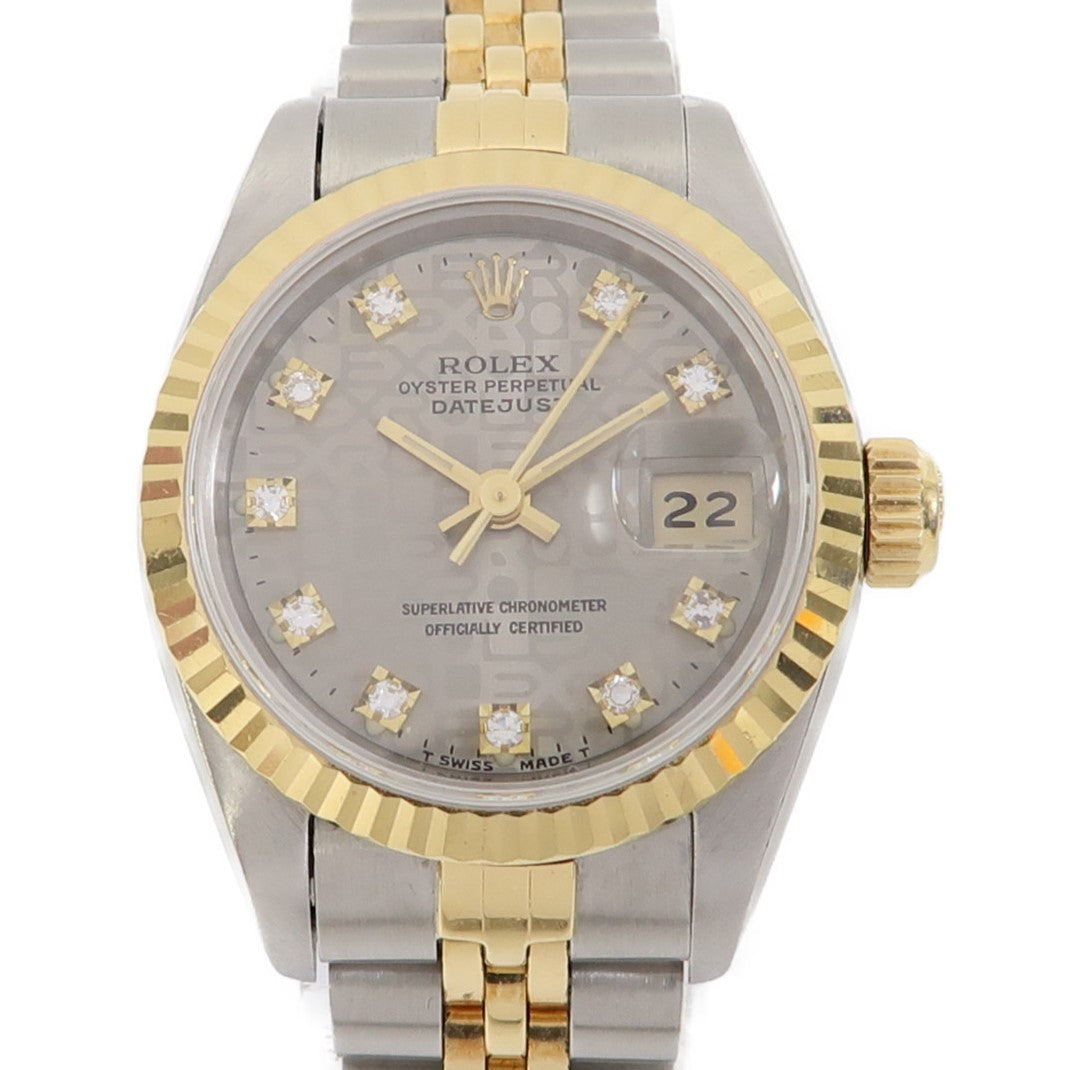 ROLEX Lady Datejust 18K黃金/不鏽鋼手錶自動機芯銀色