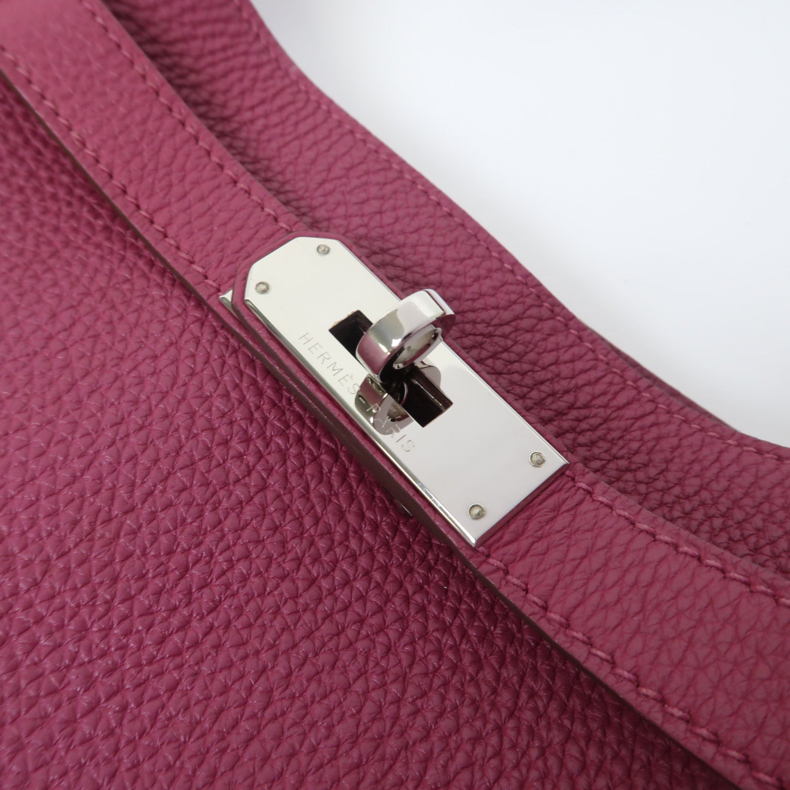 HERMES 【清倉大減價】Clemence皮革So Kelly 20銀扣肩背袋Tosca/紫色