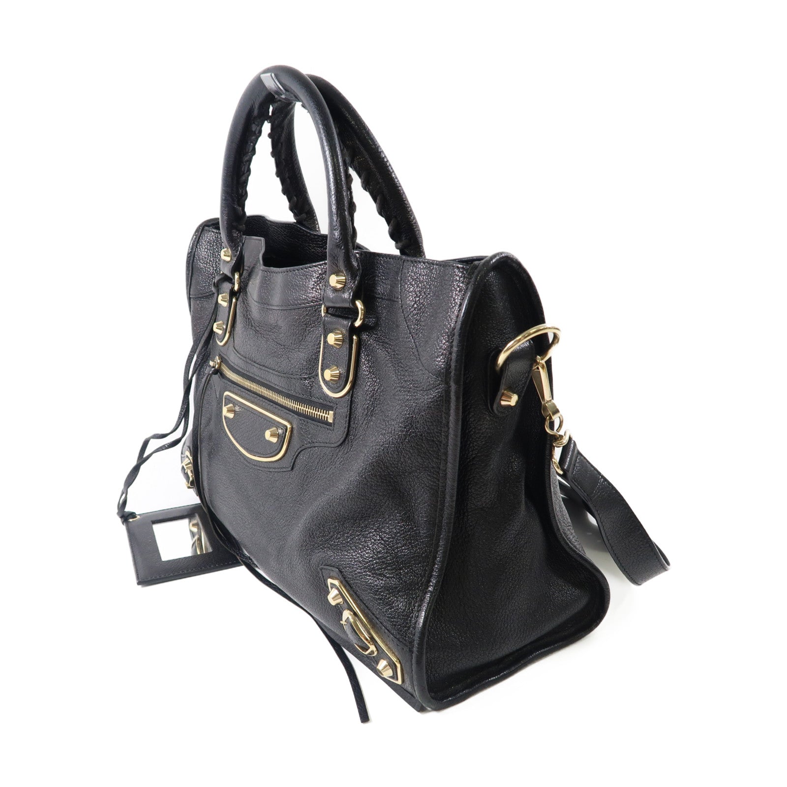 BALENCIAGA 牛皮皮革City金扣手挽肩背兩用袋黑色