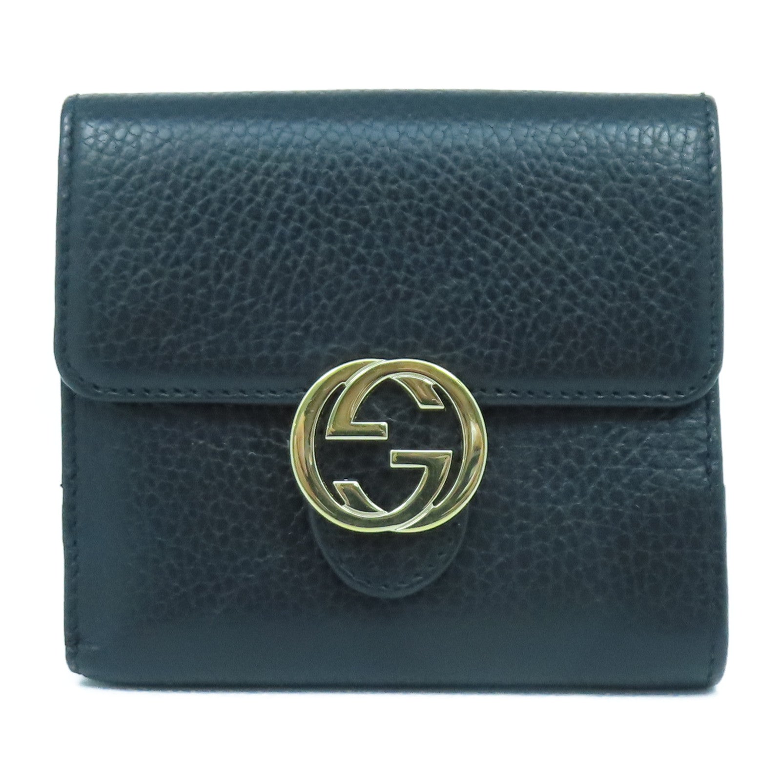 GUCCI 【激減優惠】牛皮皮革Wallet金扣錢包黑色