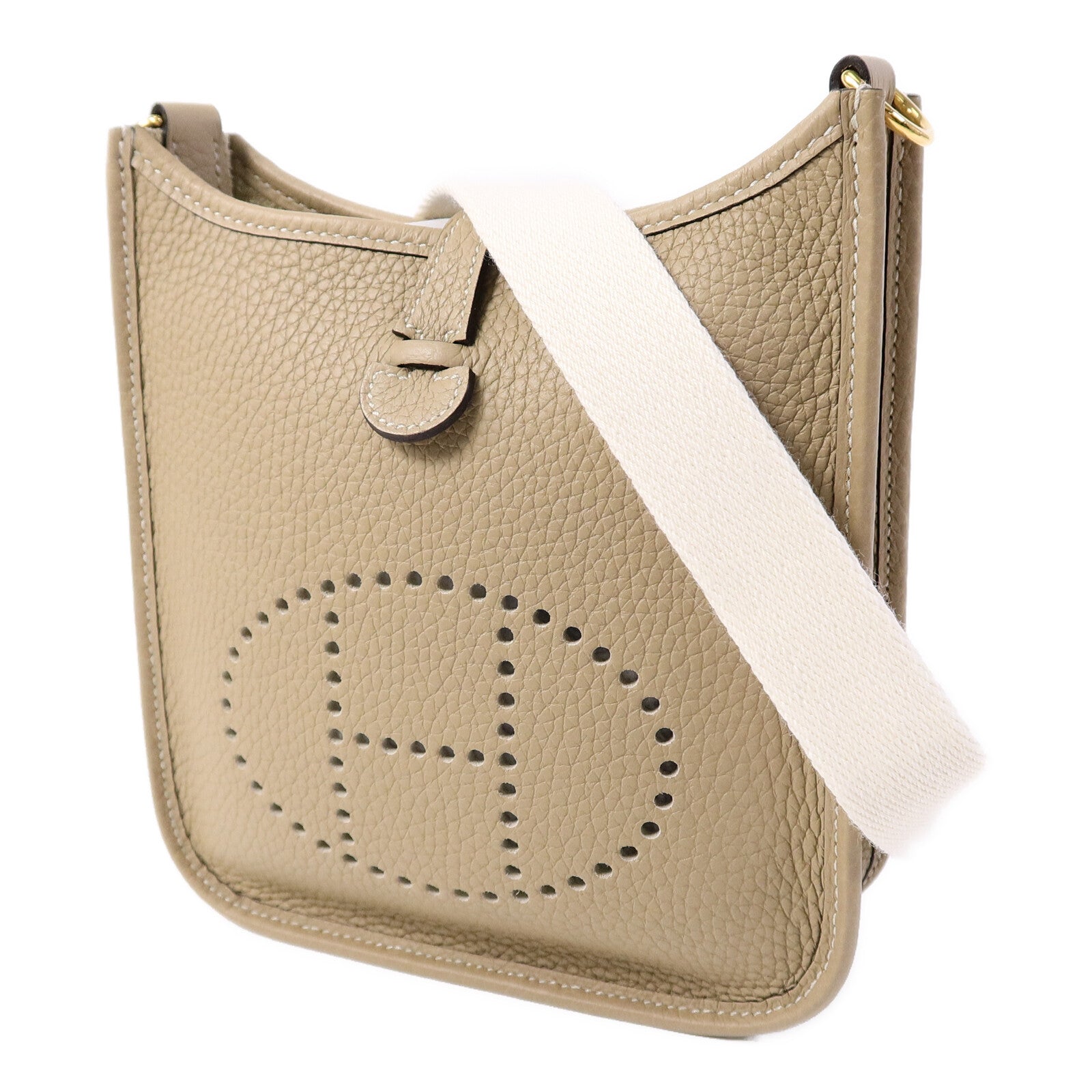 HERMES Clemence皮革Evelyne TPM肩背袋Trench/Blanc