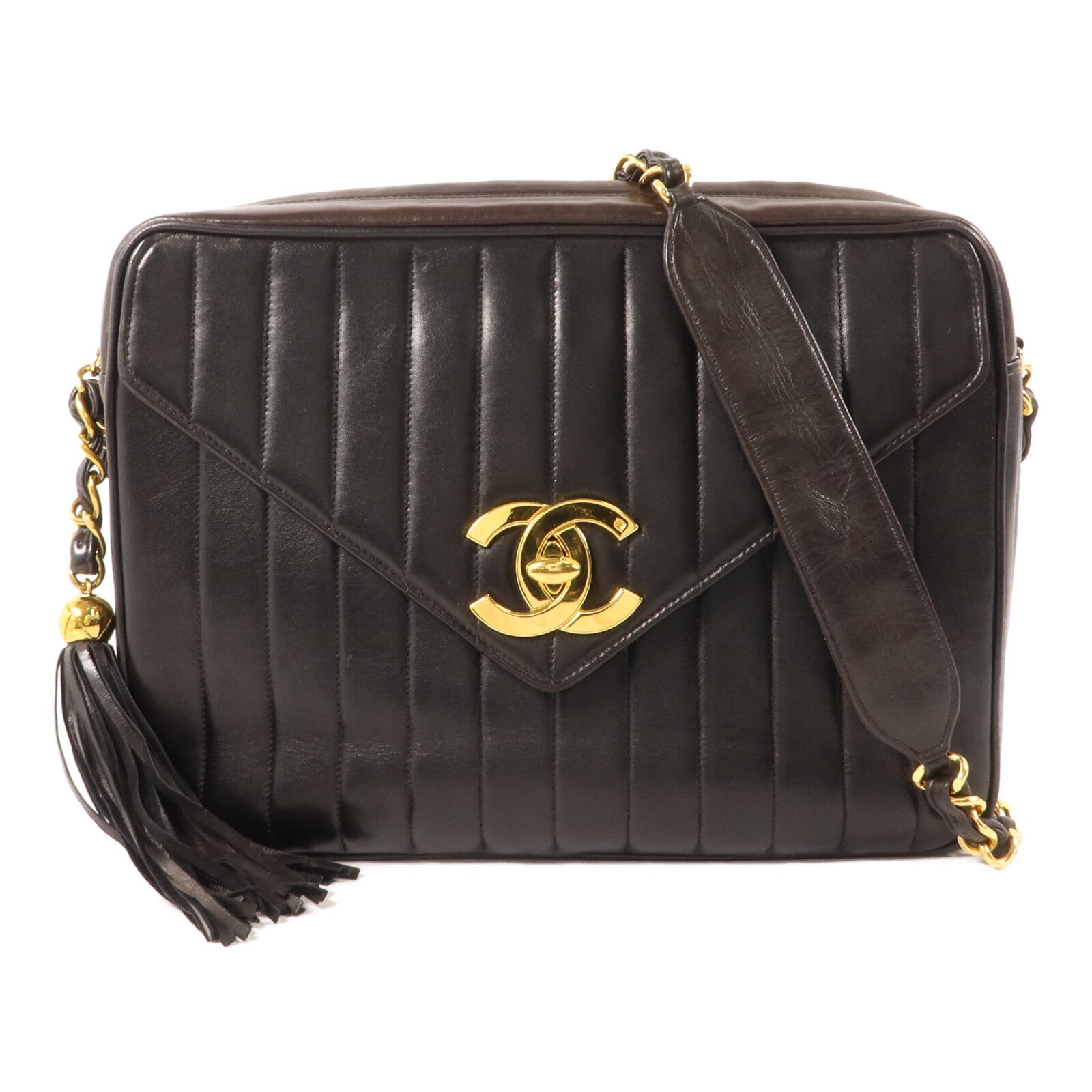 CHANEL 羊皮皮革Vintage Chain Shoulder鏈帶肩背袋