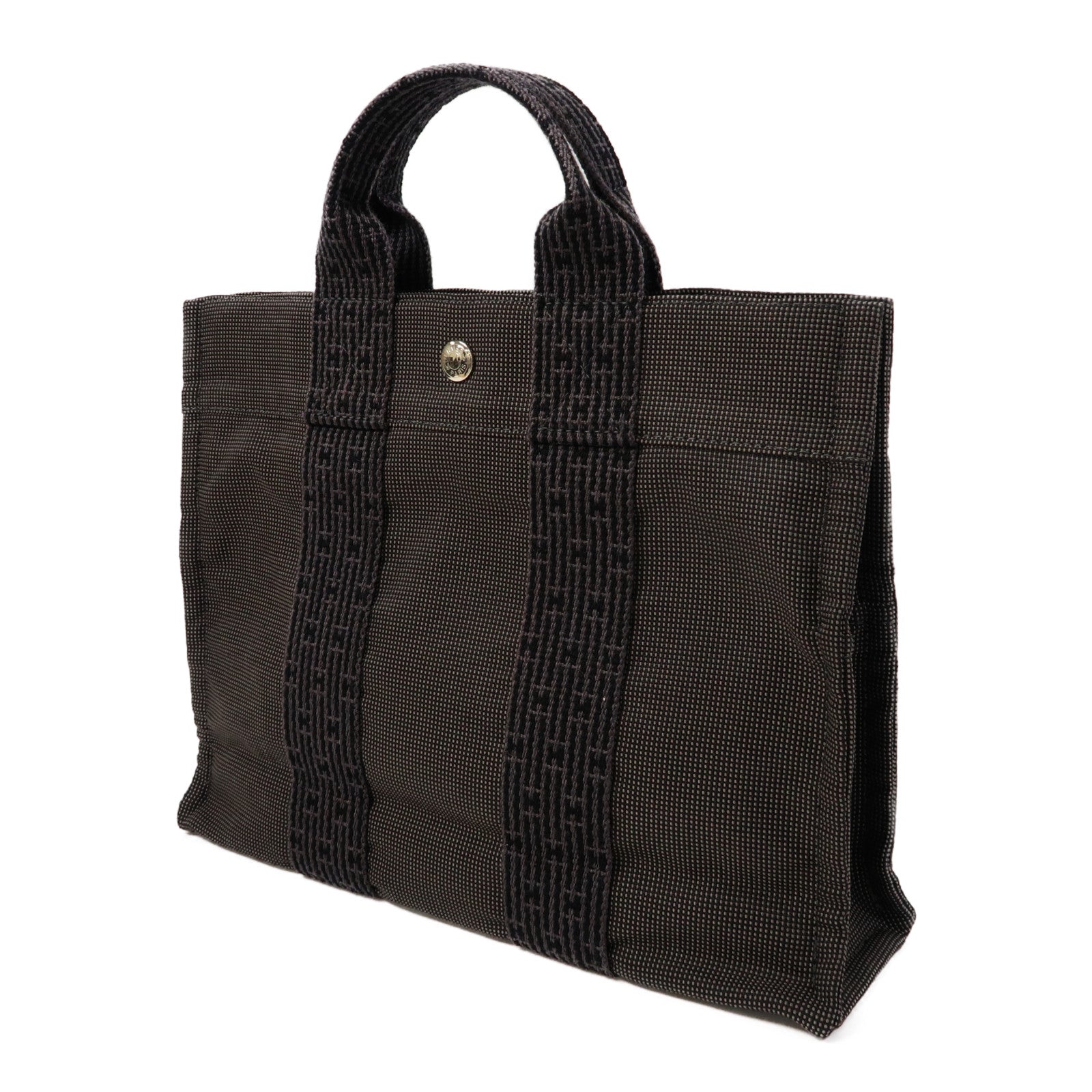 HERMES 帆布Herline Tote Bag銀扣手挽袋灰色