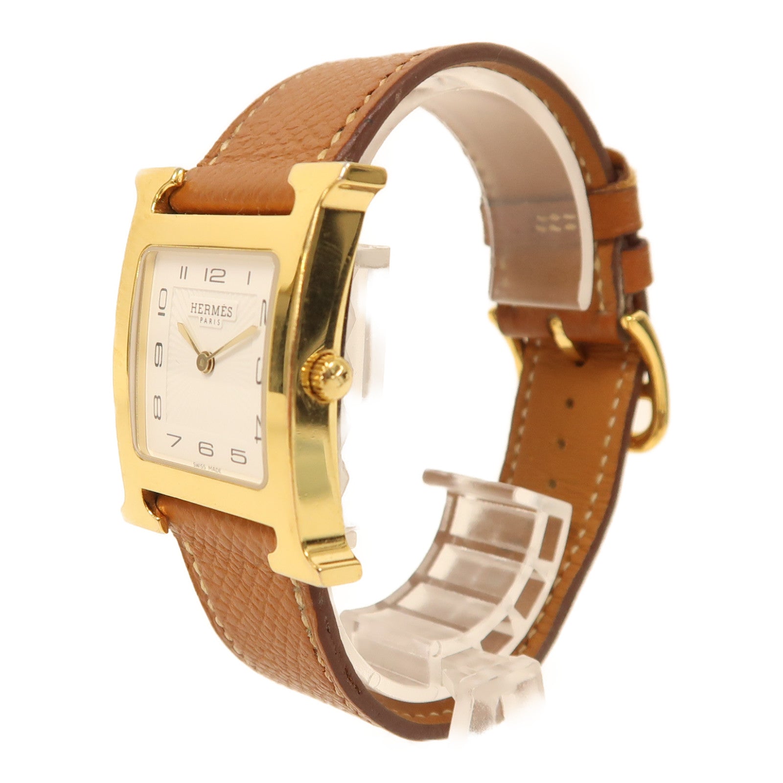 HERMES Heure H Swift皮革手錶石英機芯經典駝色