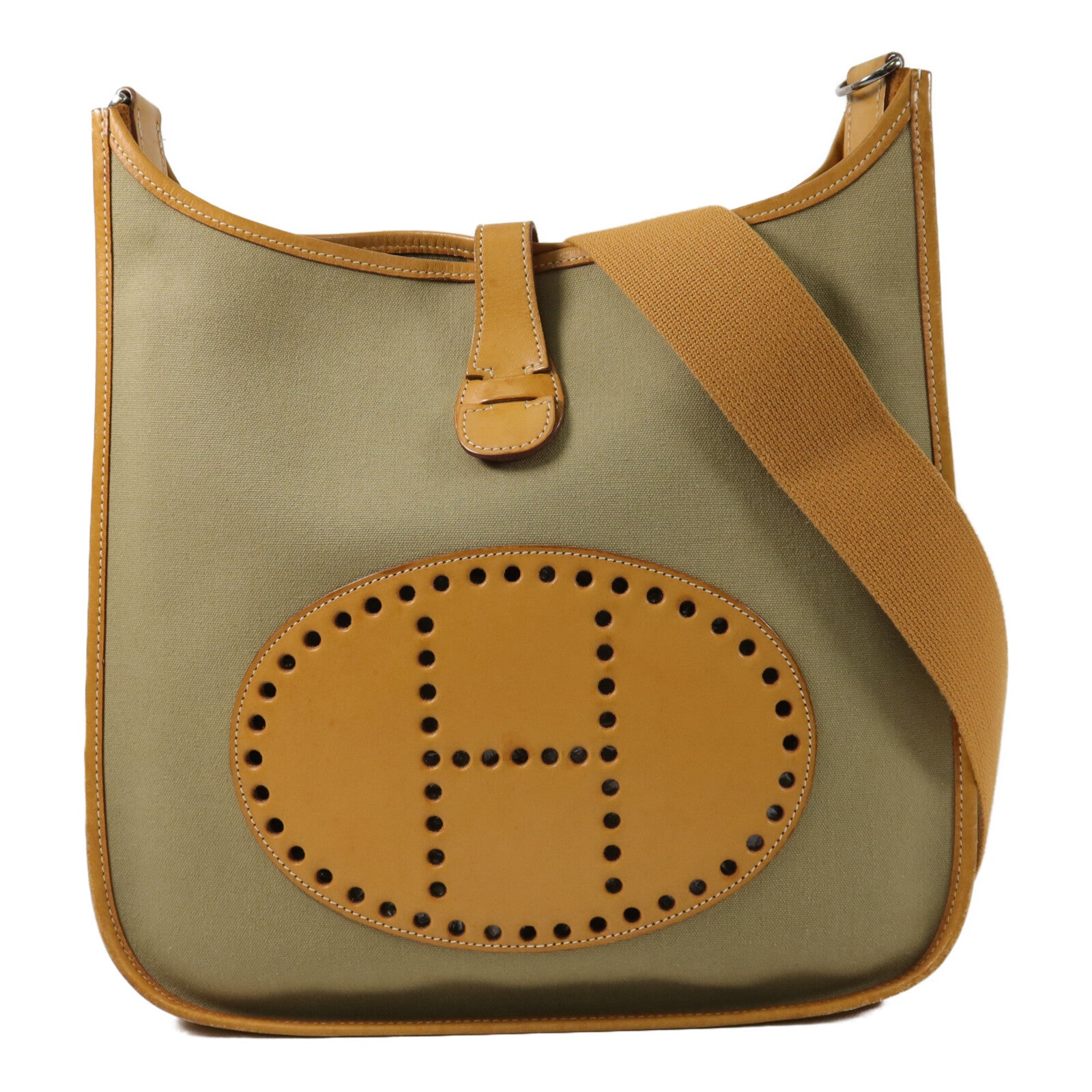 HERMES 帆布Evelyne PM肩背袋Green