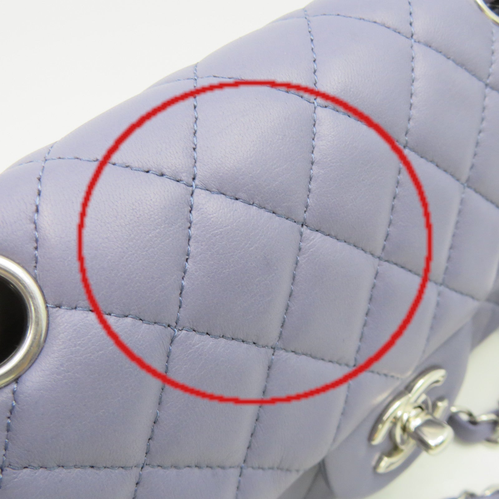 CHANEL rhombic sheepskin leather Classic Chain Shoulder Bag silver buckle chain shoulder bag light purple