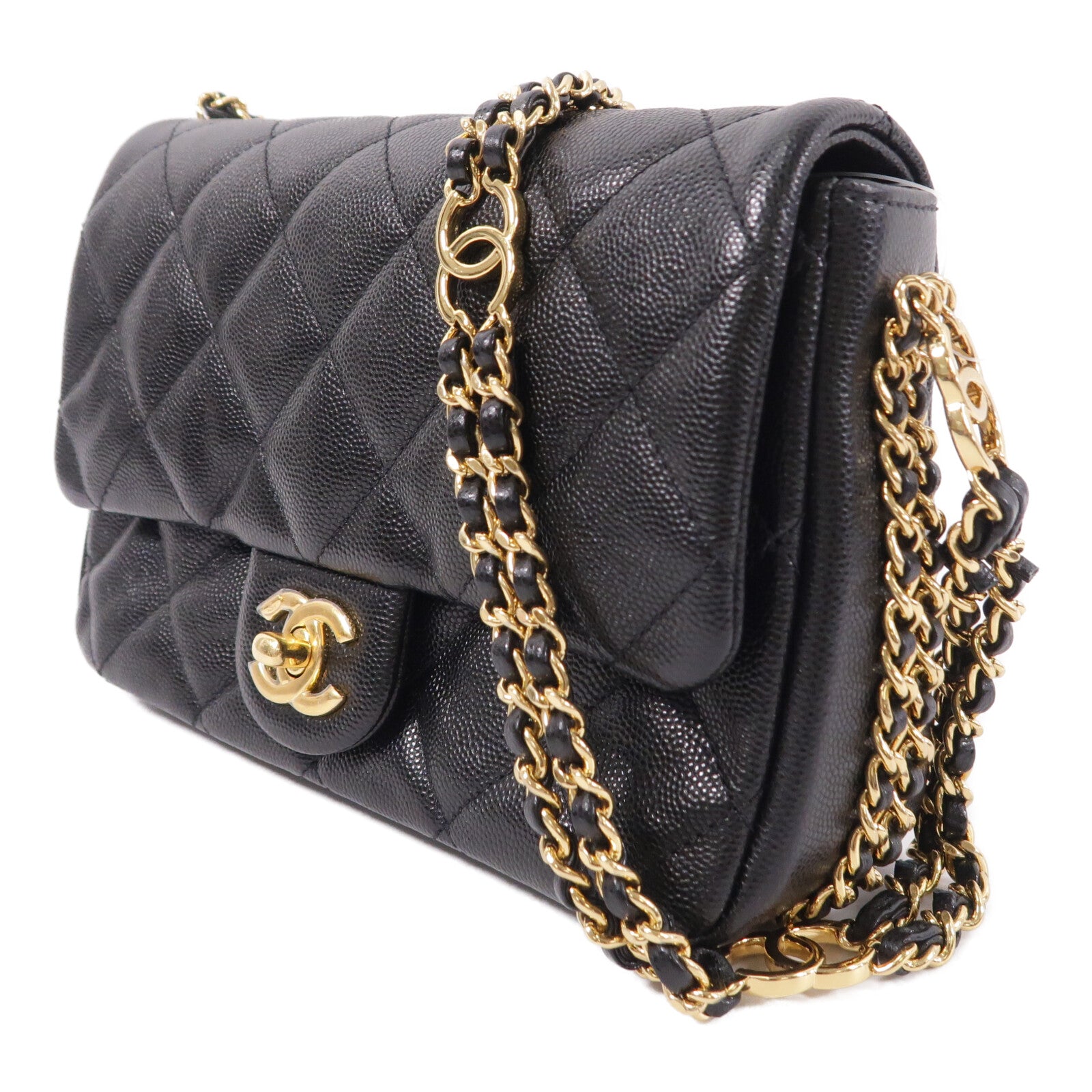 CHANEL 牛皮皮革22P Mini Flap Bag鏈帶肩背袋